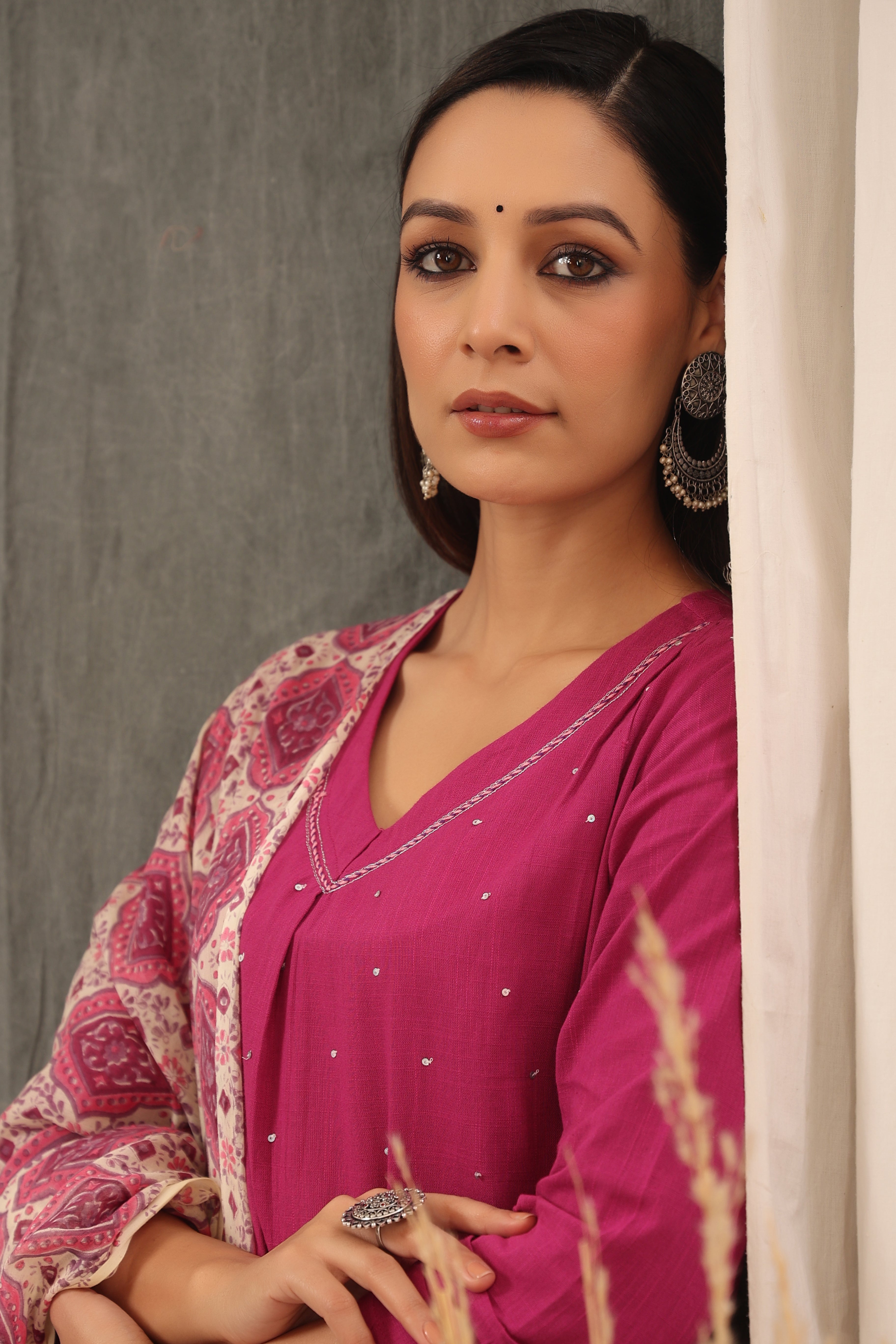 Magenta Pink  Kurta And Dupatta Set