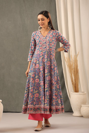 Persian Blue Anarkali Kurta