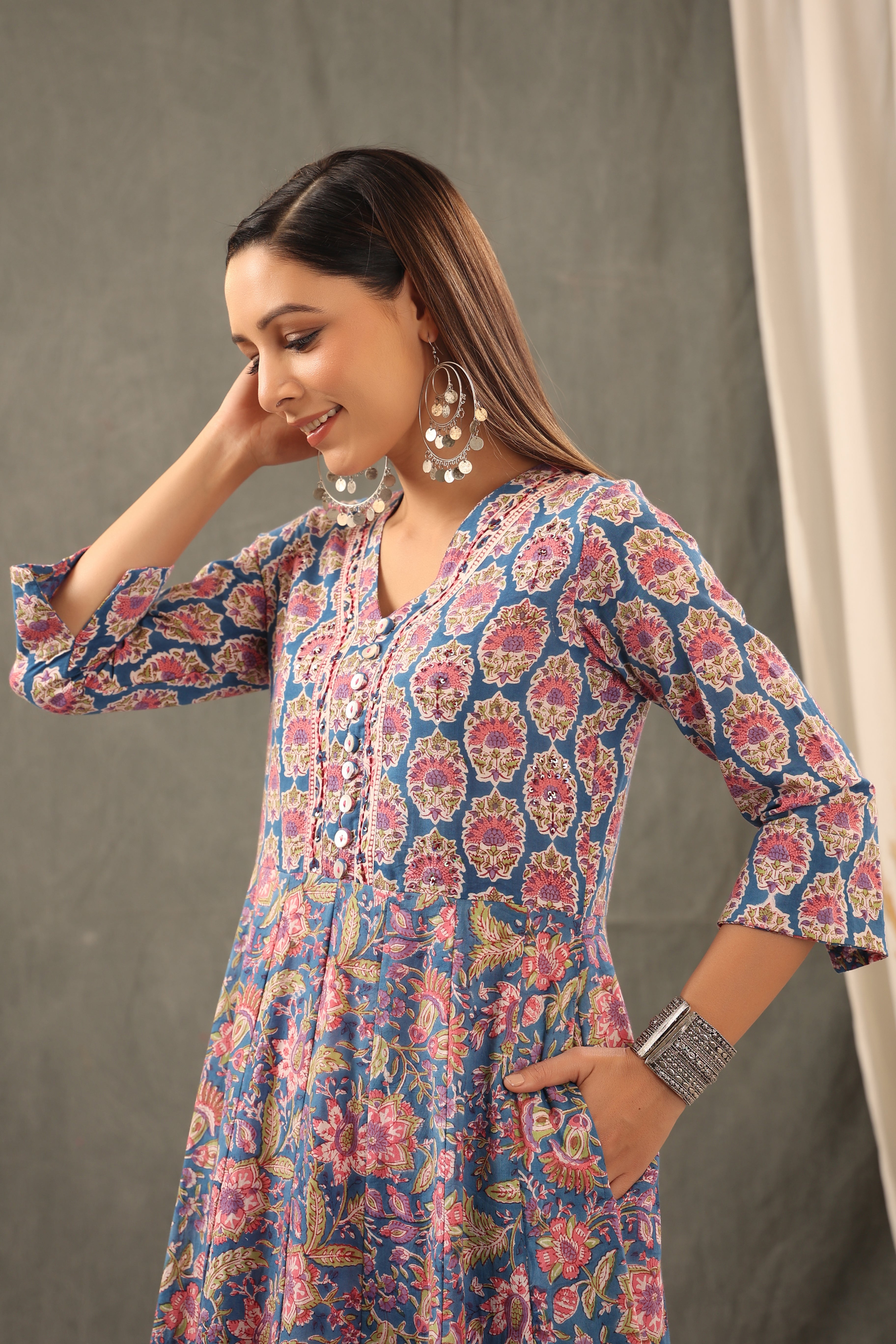 Persian Blue Anarkali Kurta