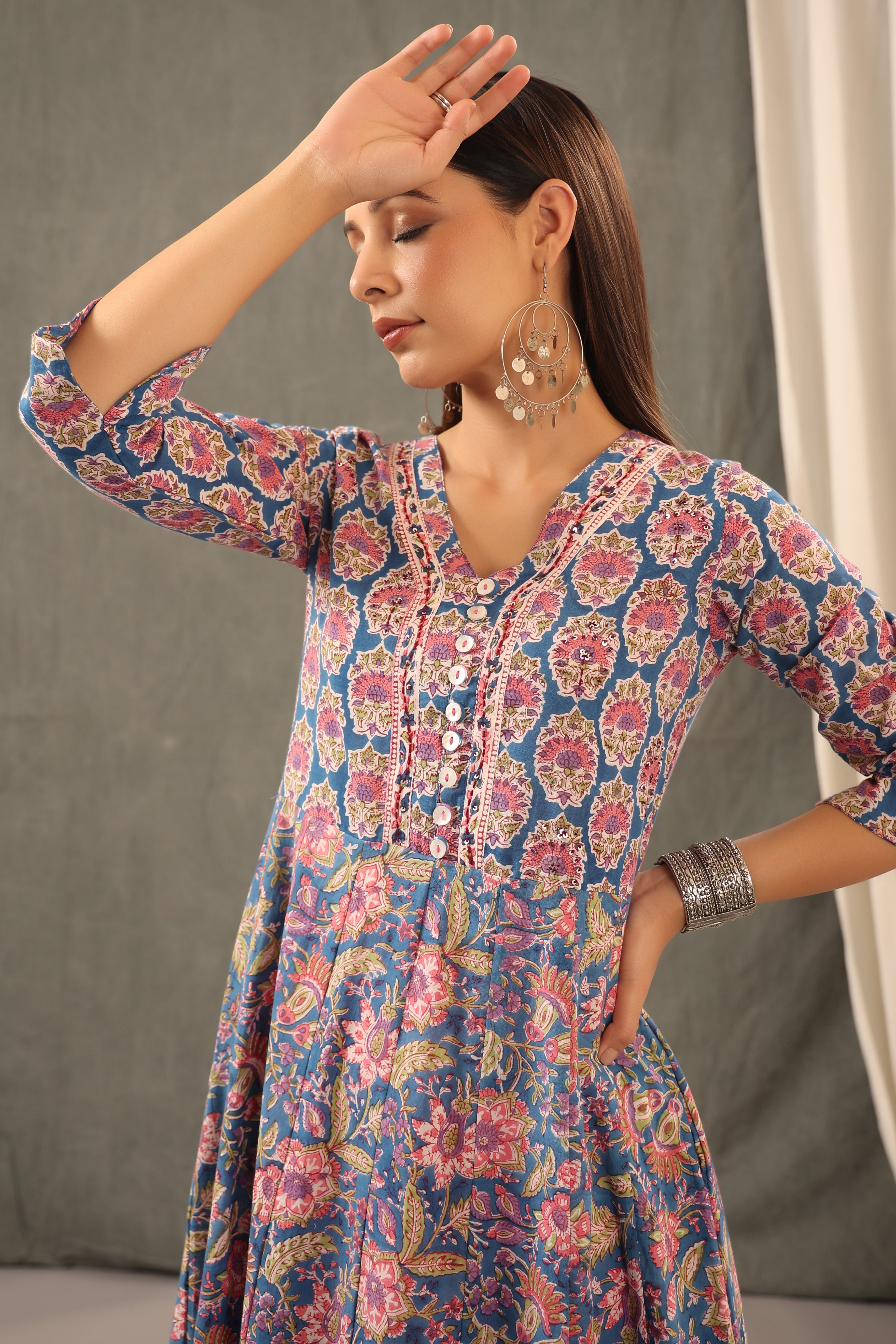 Persian Blue Anarkali Kurta