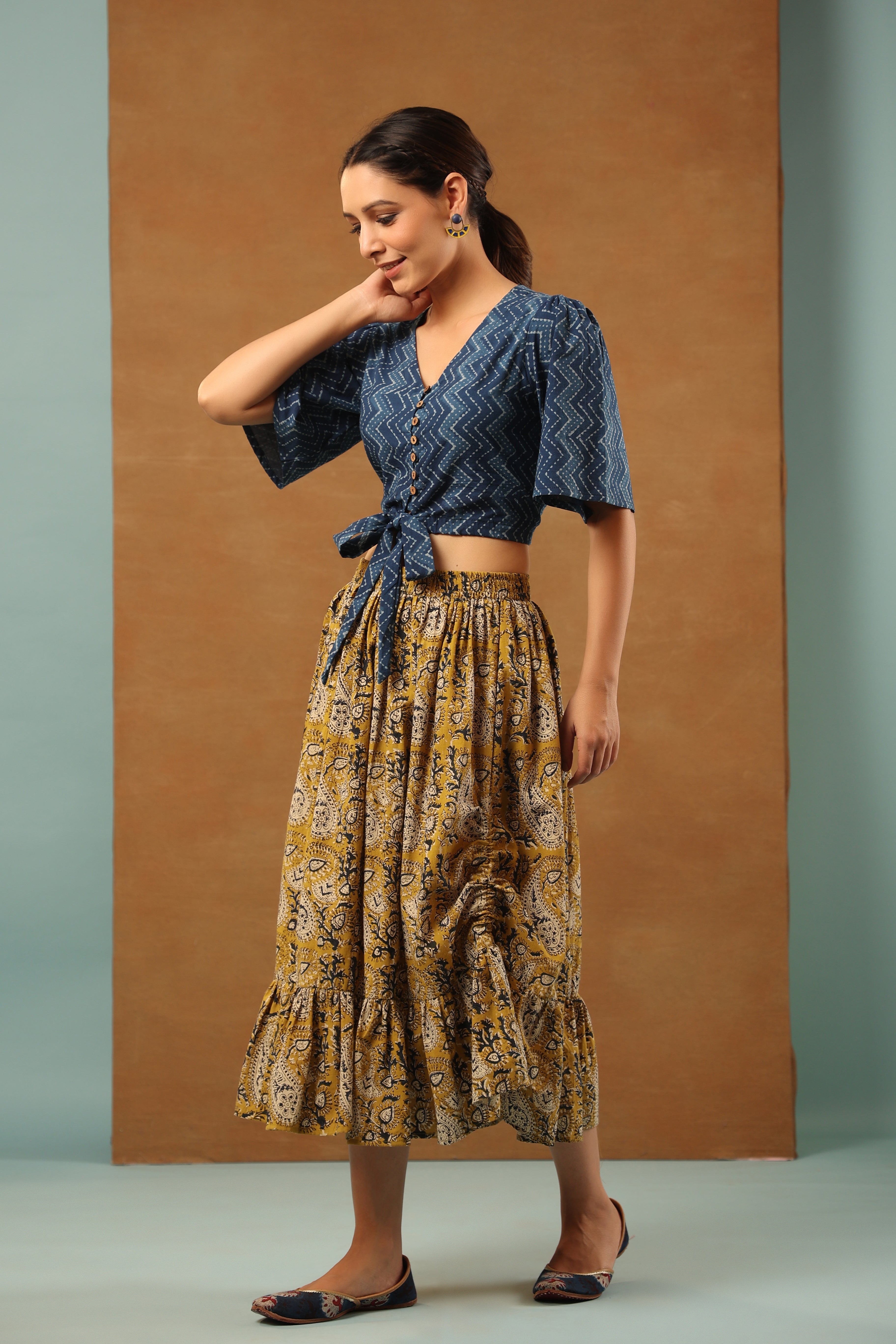 Indigo and Mustard Co-ord Set