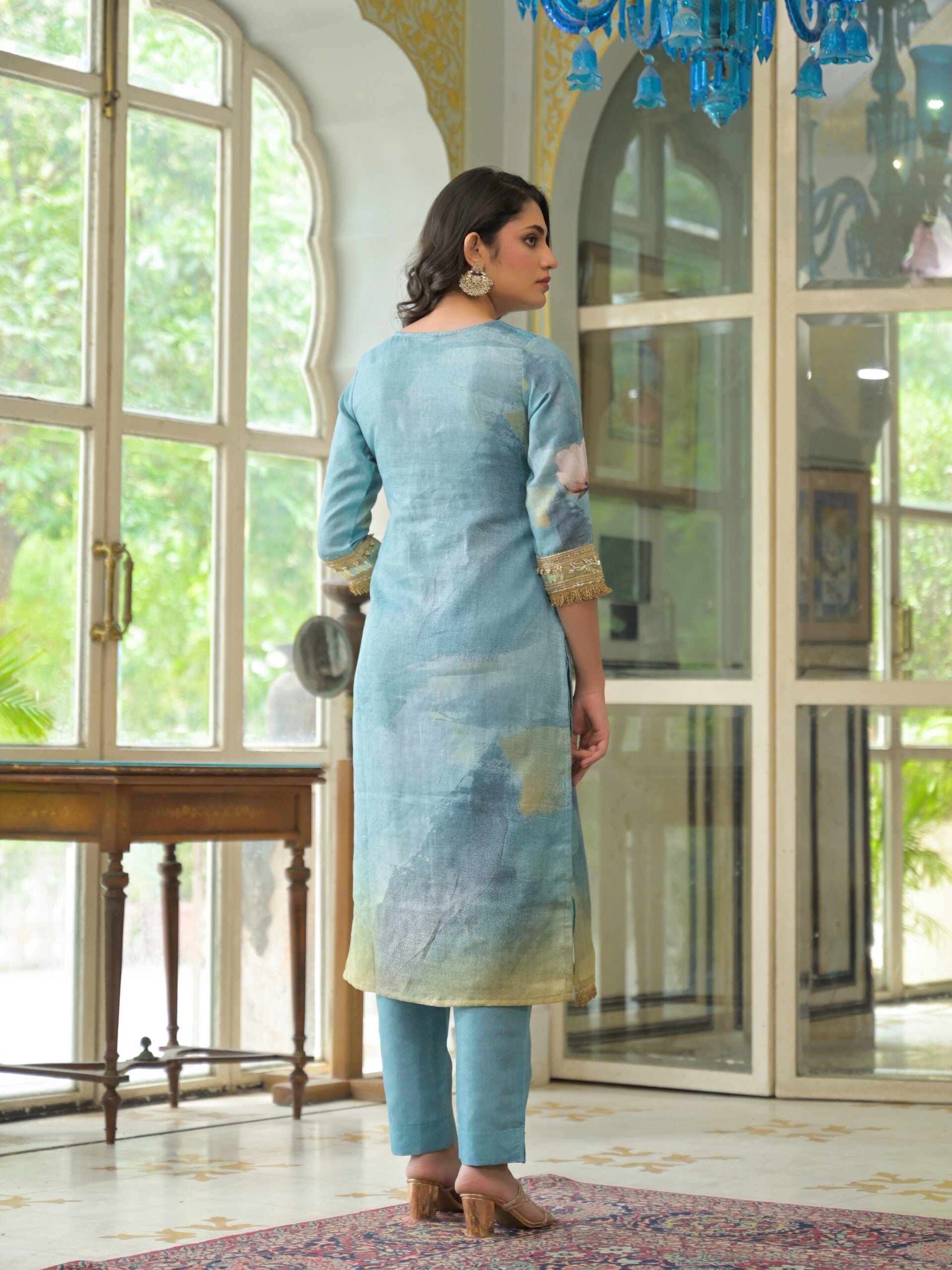 Label Khoj Women Lilen kurta, trouser and dupptta set