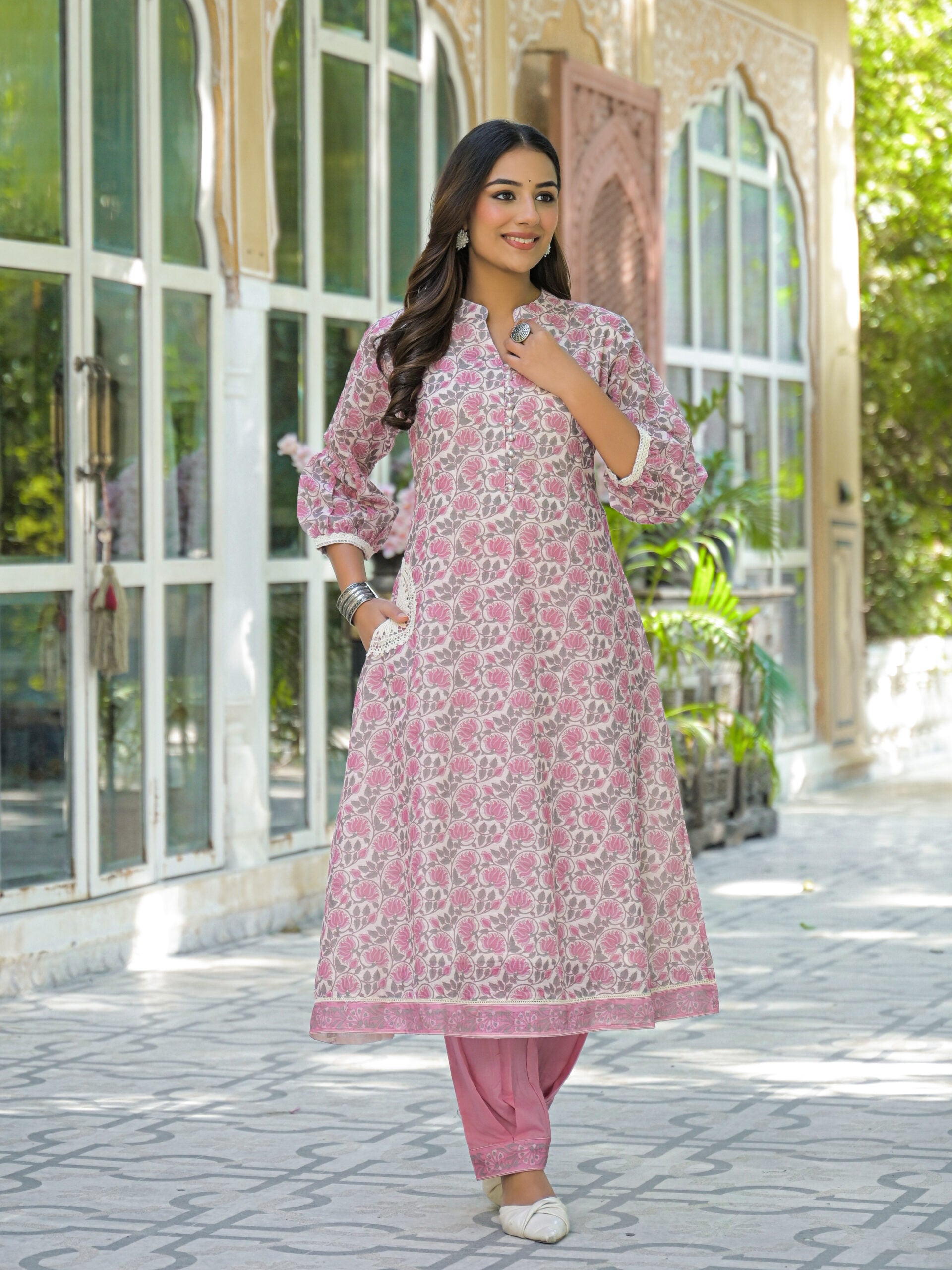 Label Khoj Women Lilen kurta, trouser and dupptta set