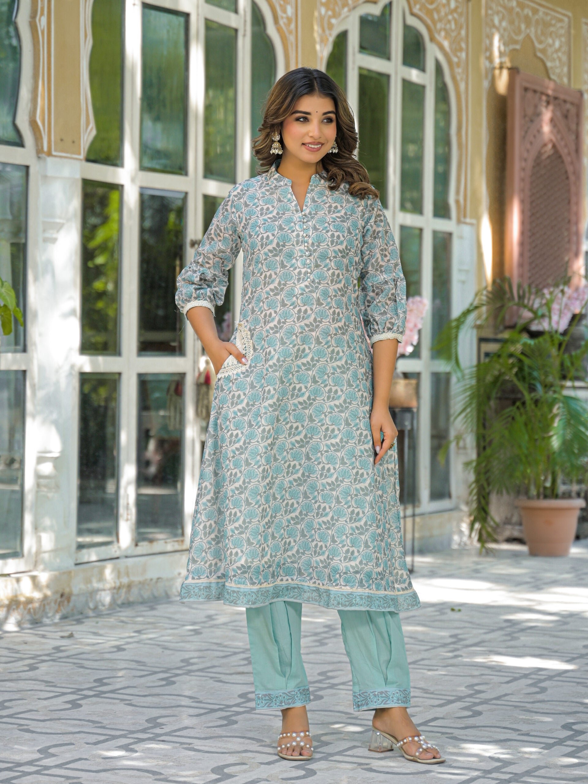 Label Khoj Women Lilen kurta, trouser and dupptta set