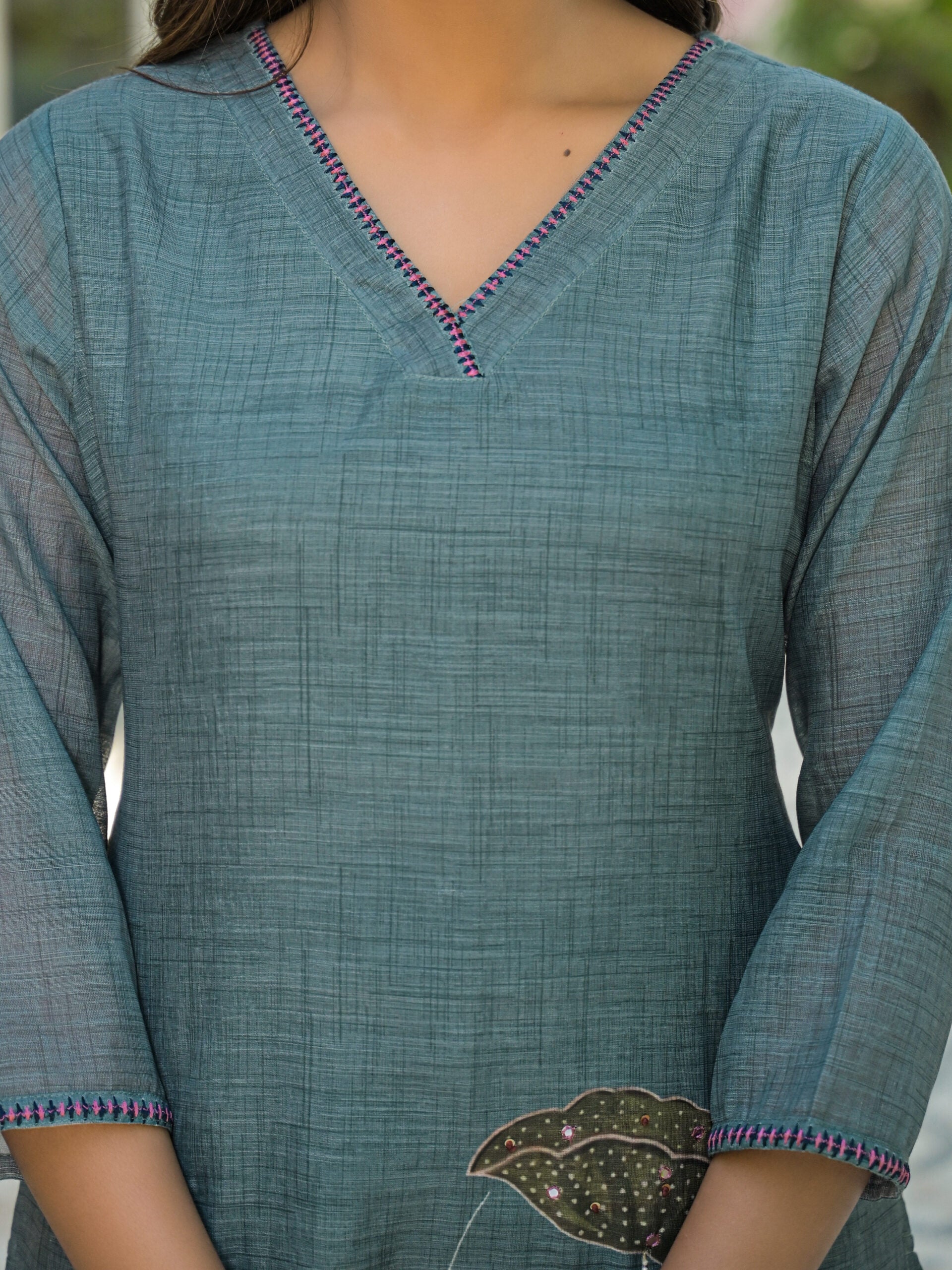 Label Khoj Women Lilen kurta, trouser and dupptta set