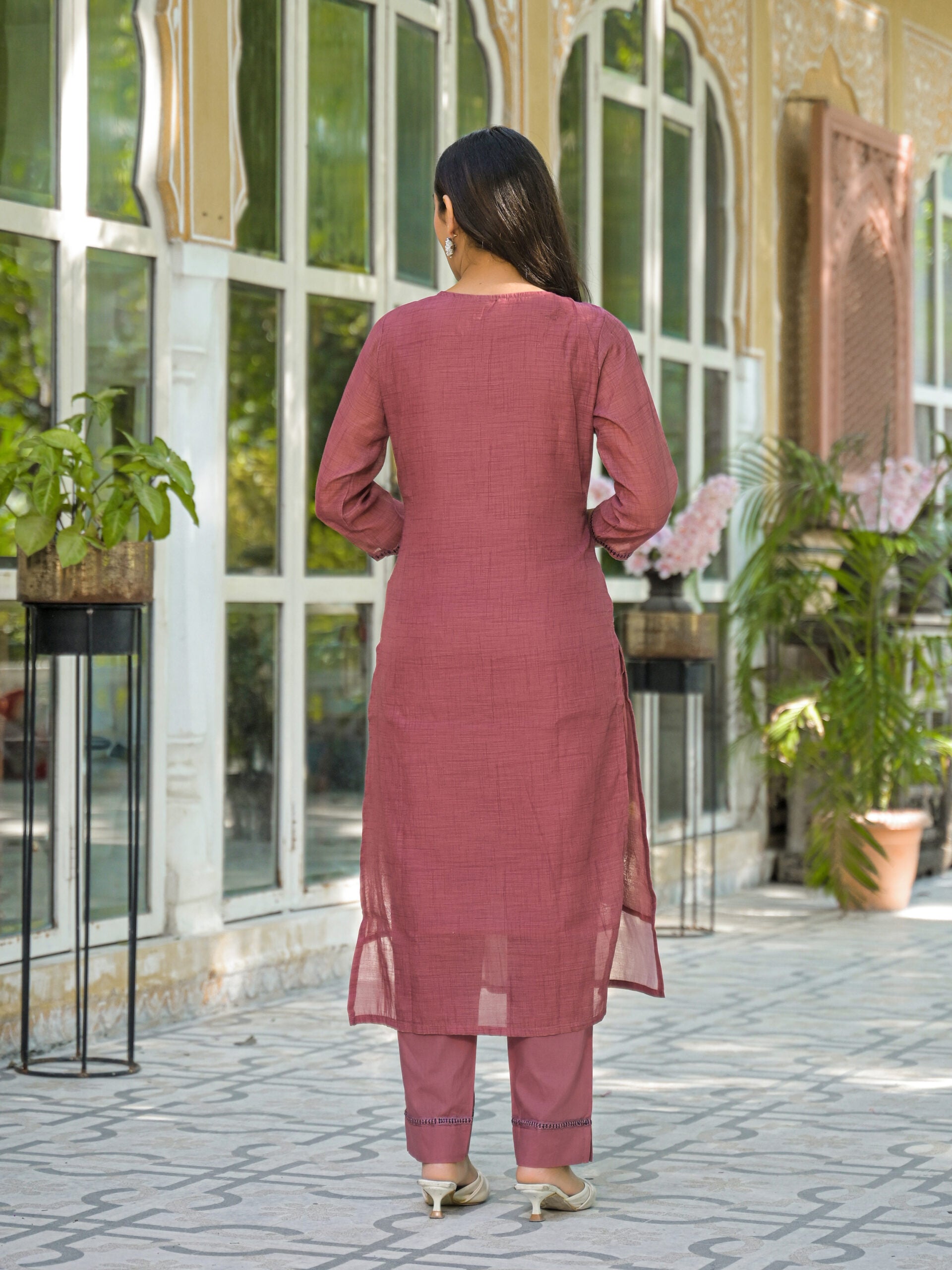 Label Khoj Women Lilen kurta, trouser and dupptta set