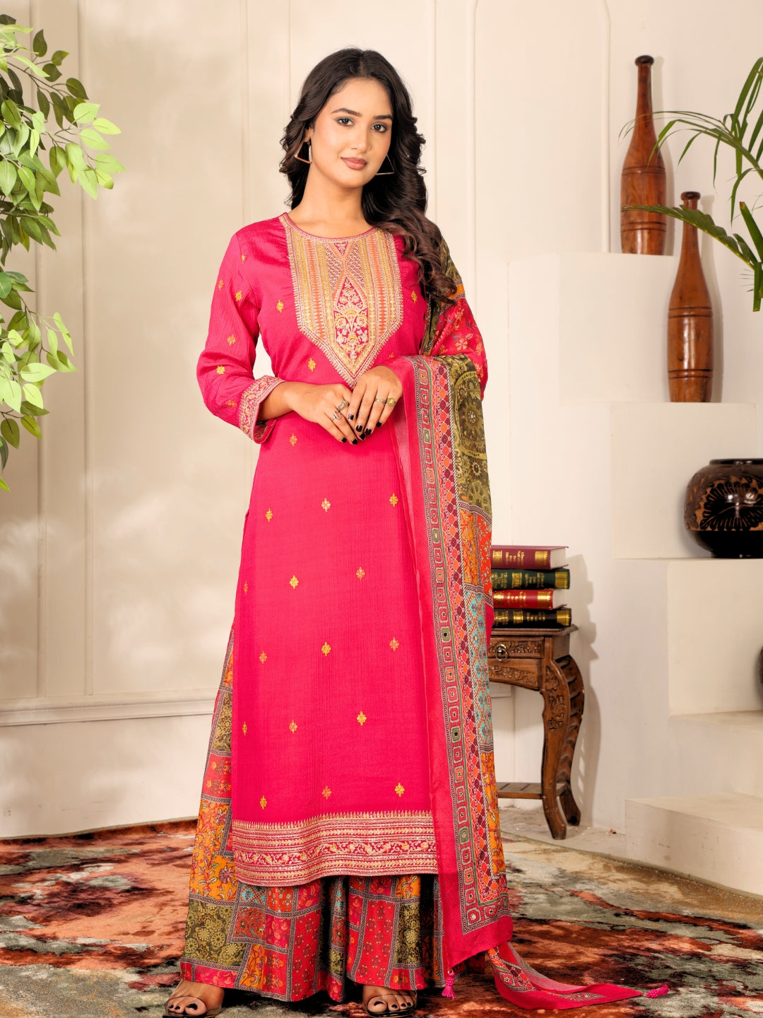 Label khoj chinon mal Embroidered Kurta With sharara & Dupatta