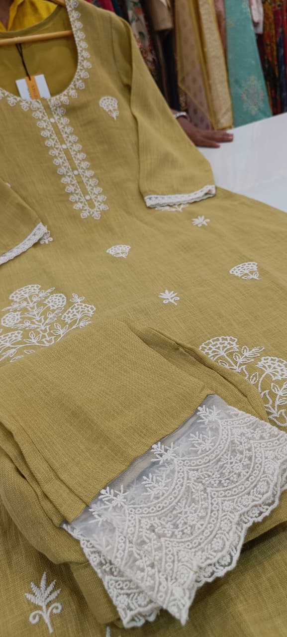 Label khoj jute linen kurta with pant
