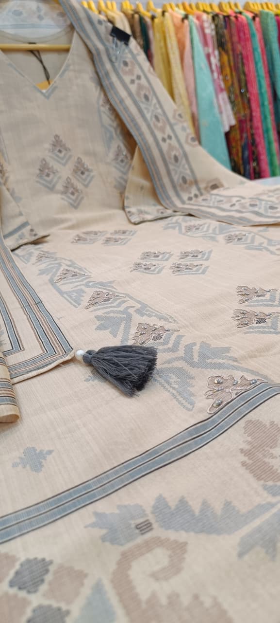 Label khoj Famous silk kurta , trouser and dupptta set