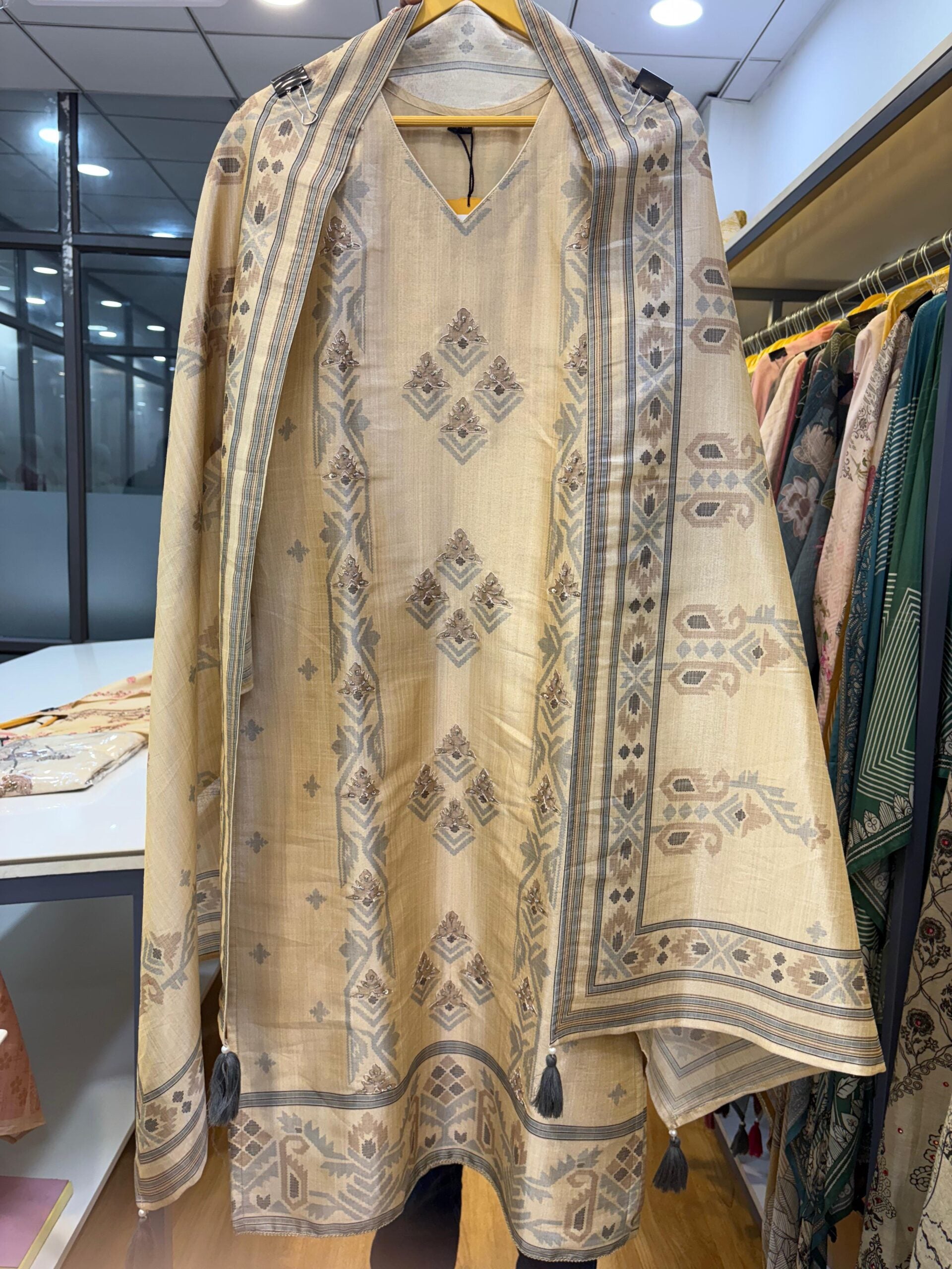 Label khoj Famous silk kurta , trouser and dupptta set