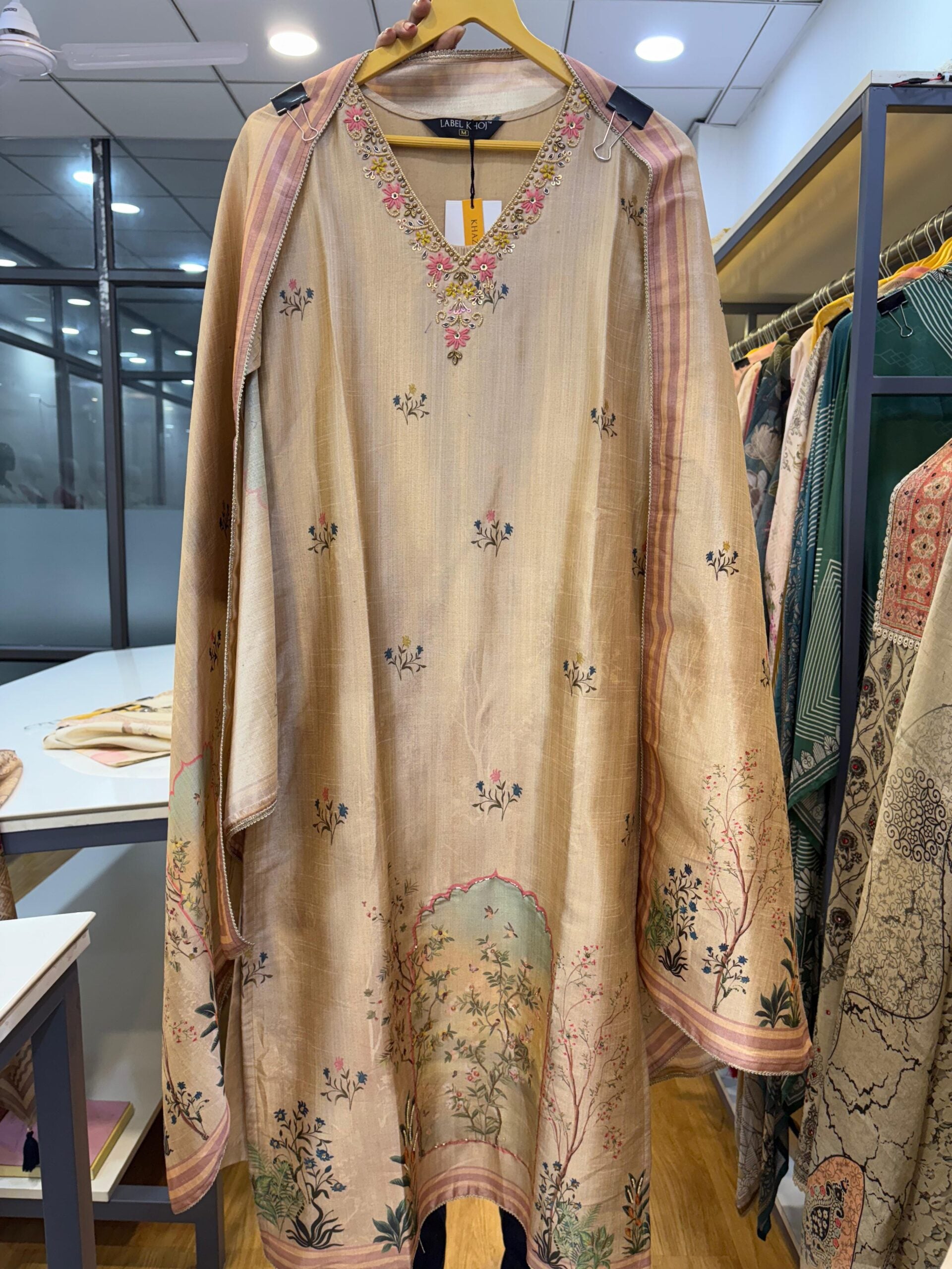 Label khoj Famous silk kurta , trouser and dupptta set