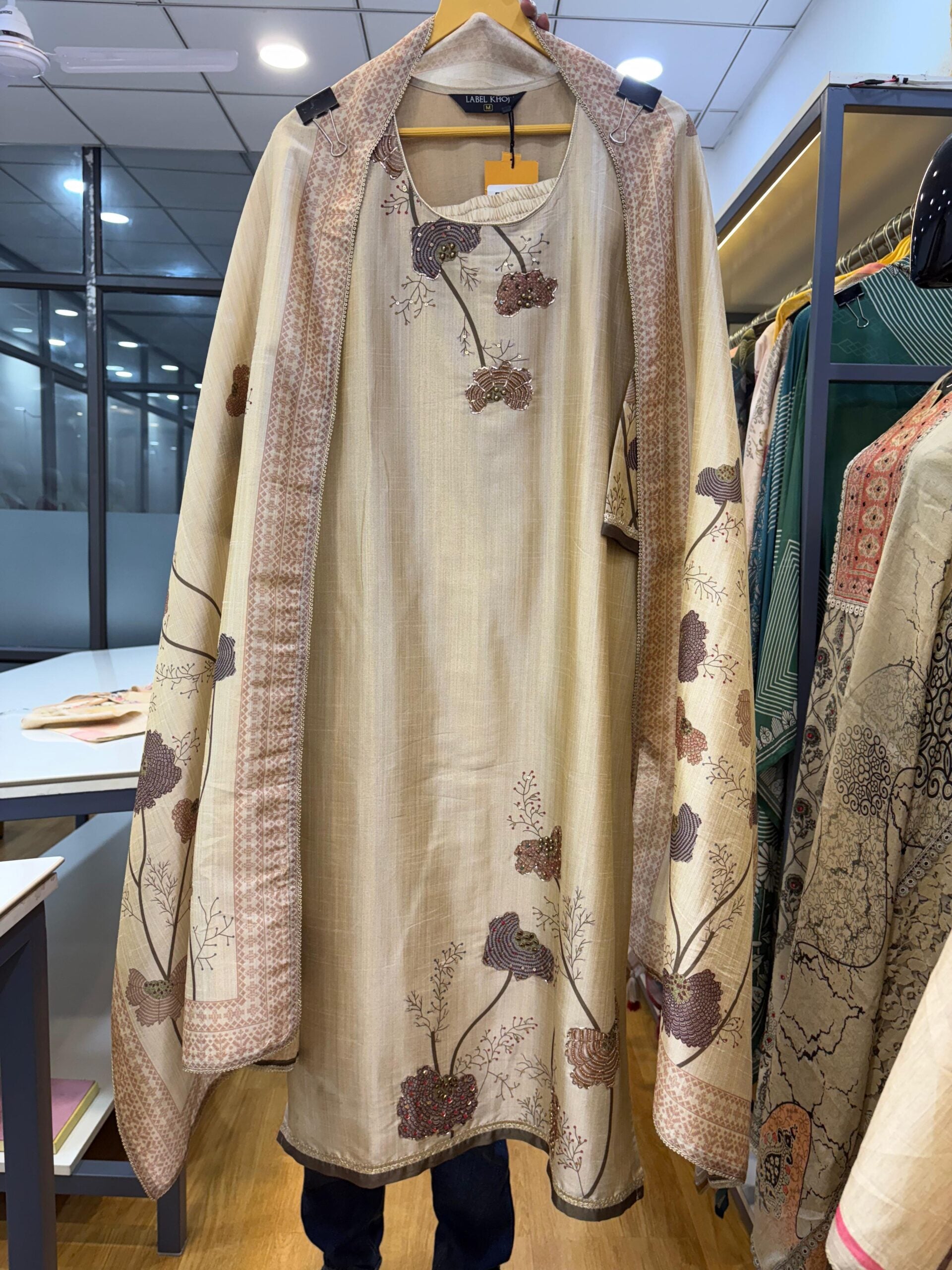 Label khoj Famous silk kurta , trouser and dupptta set