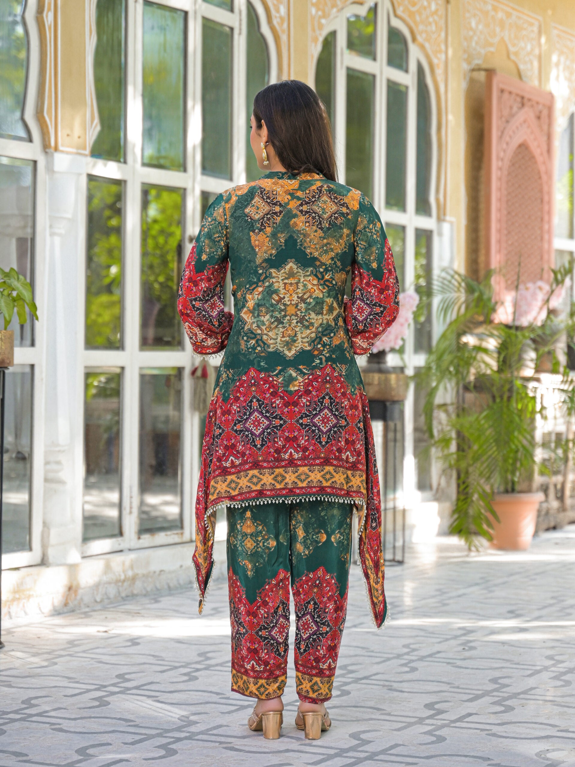 Label khoj Natural crepe with hand work Two piece