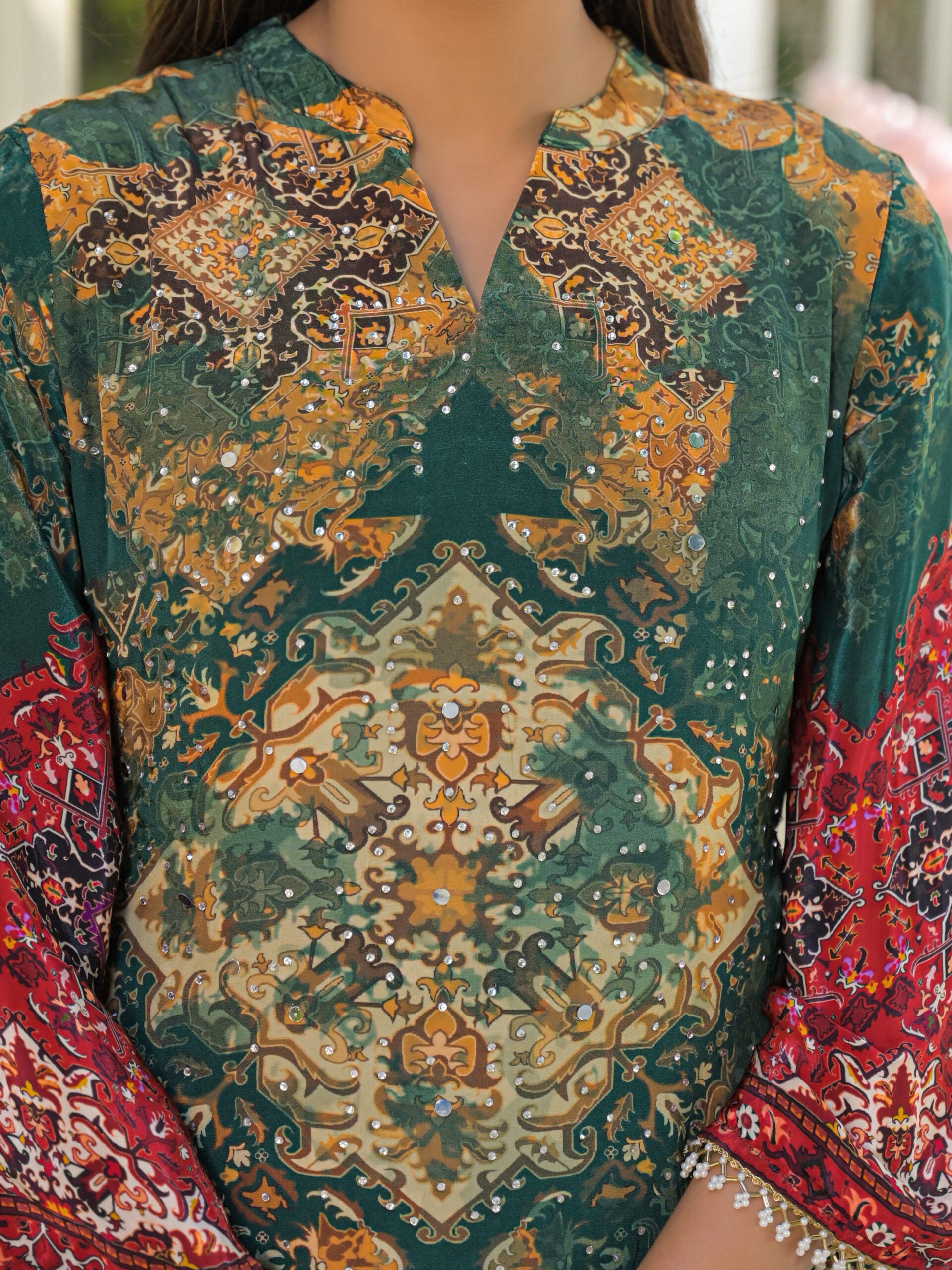 Label khoj Natural crepe with hand work Two piece