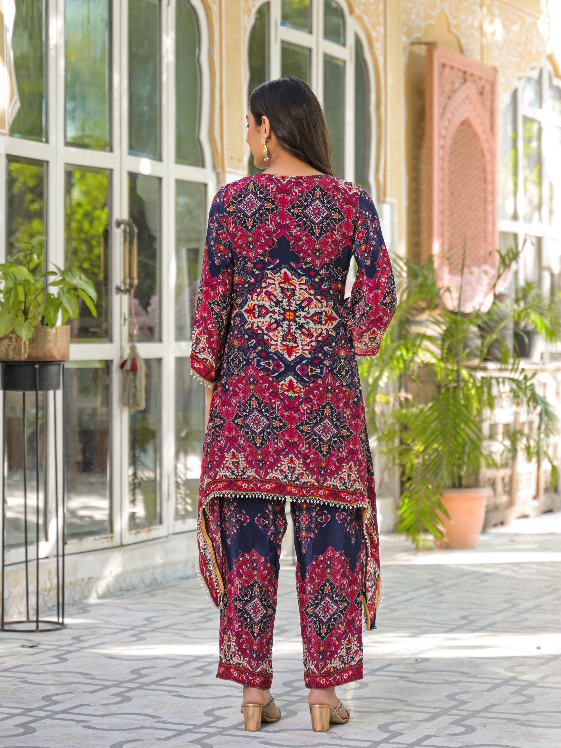 Label khoj Natural crepe with hand work Two piece