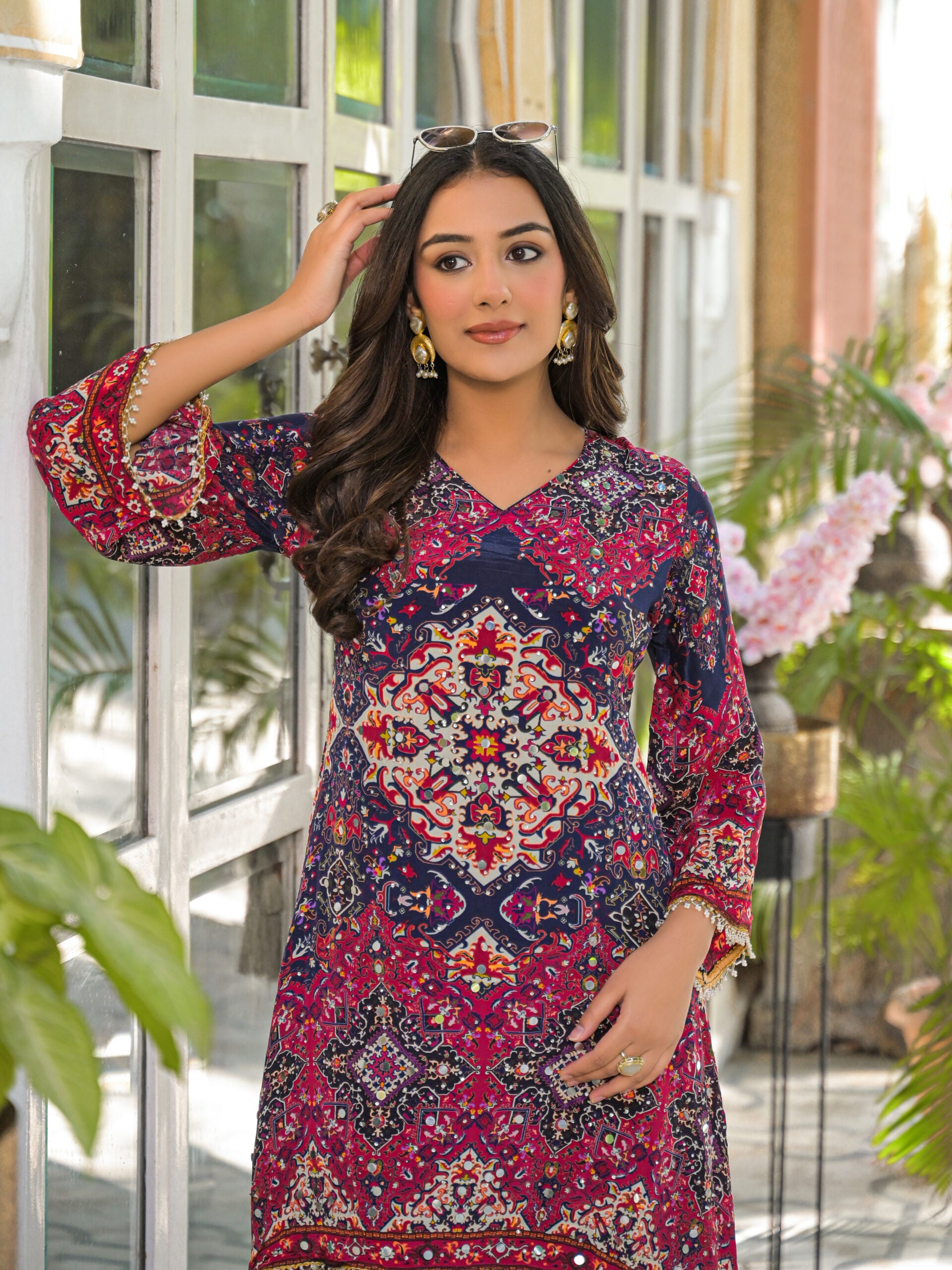 Label khoj Natural crepe with hand work Two piece