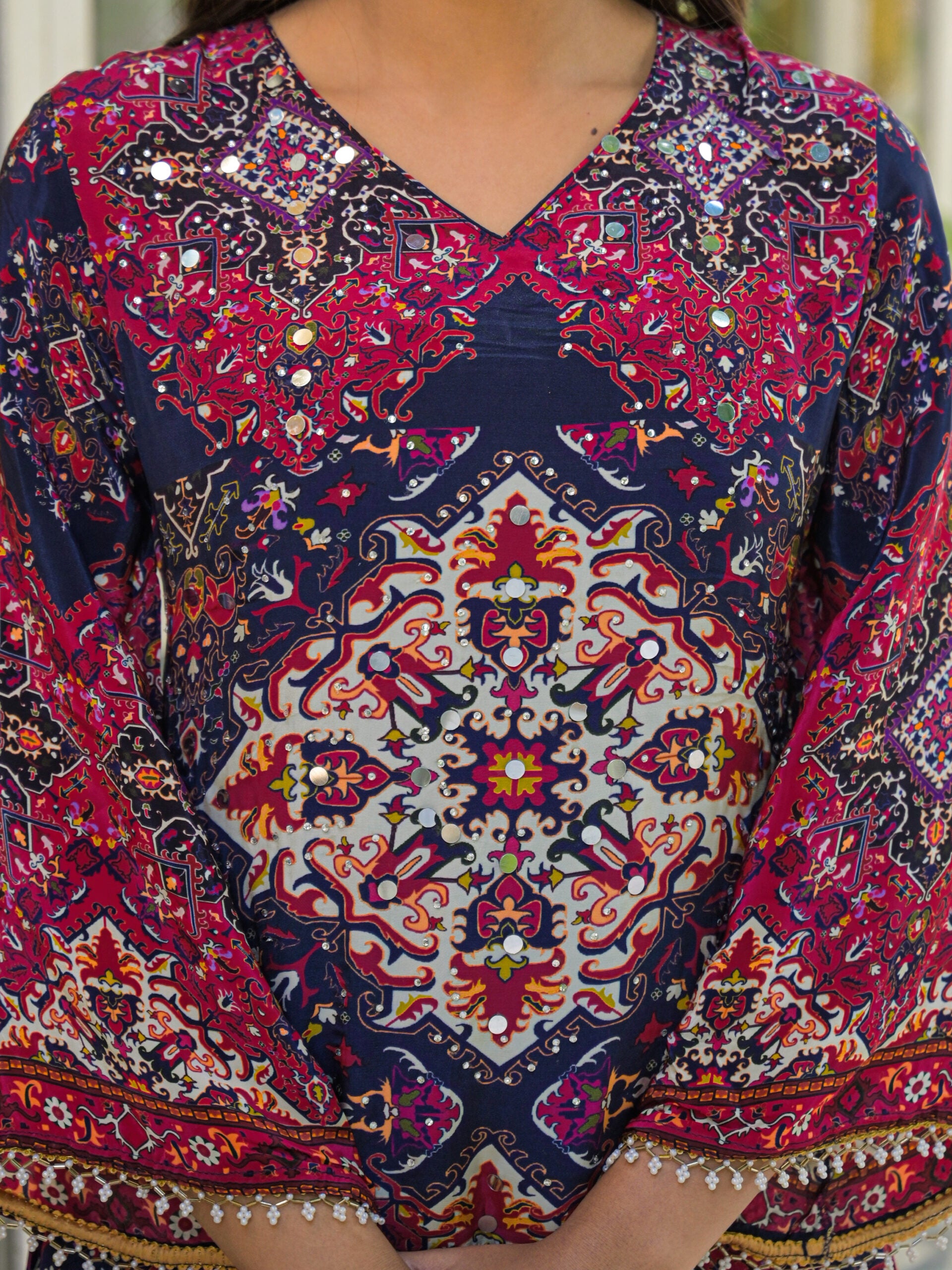Label khoj Natural crepe with hand work Two piece