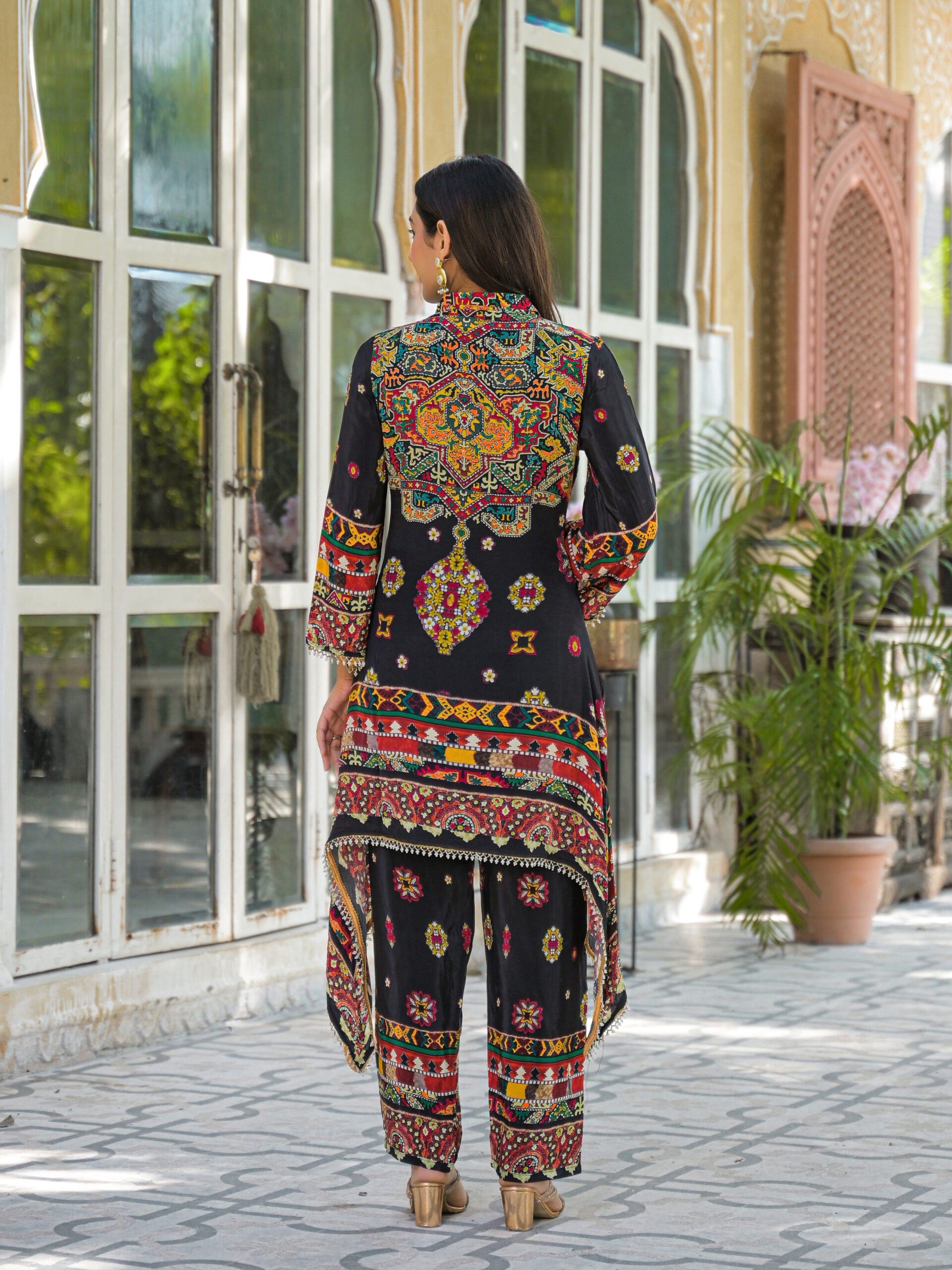 Label khoj Natural crepe with hand work Two piece