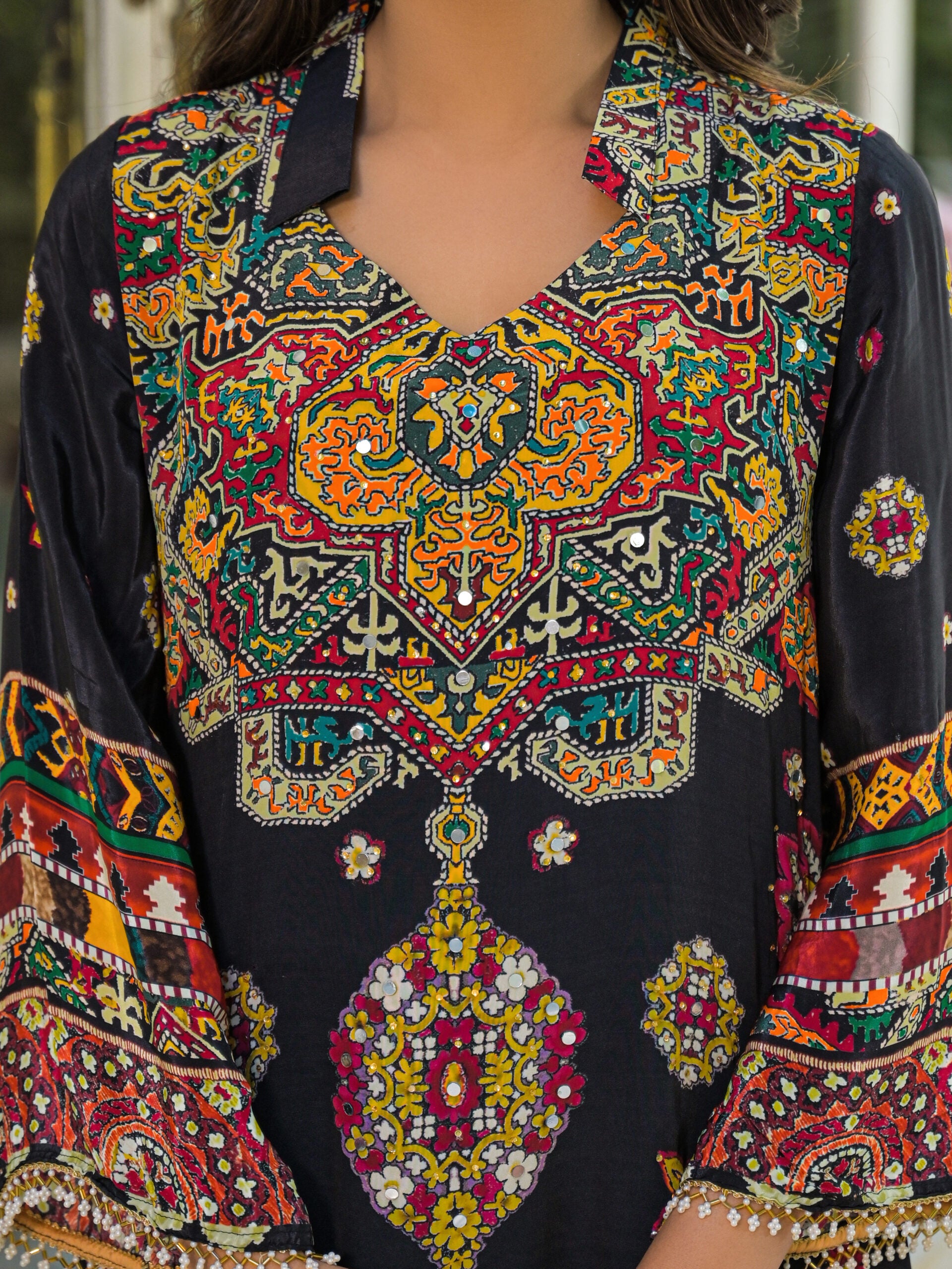 Label khoj Natural crepe with hand work Two piece