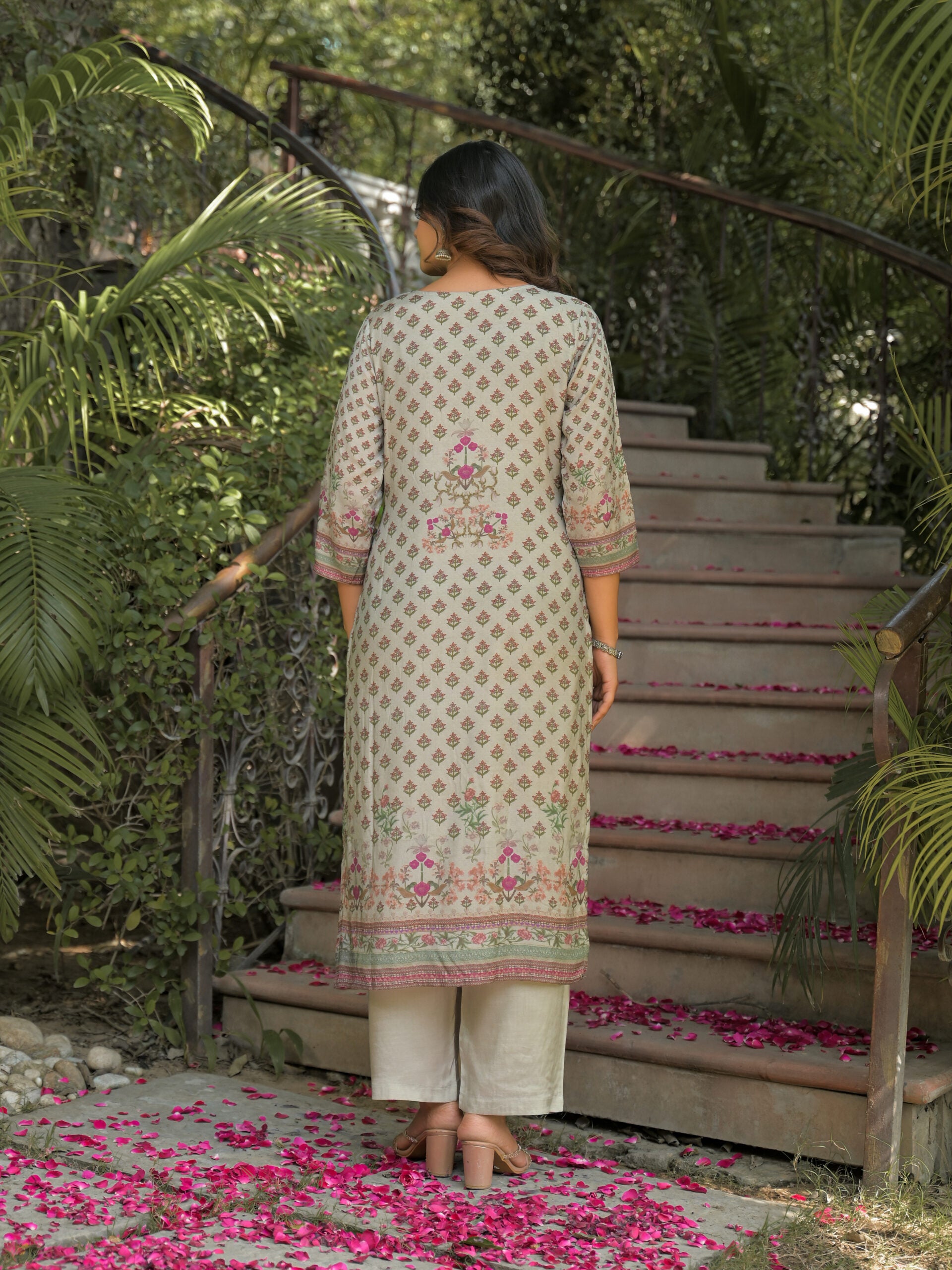 Label Khoj Women Pure viscose maslin with hand work kurta set