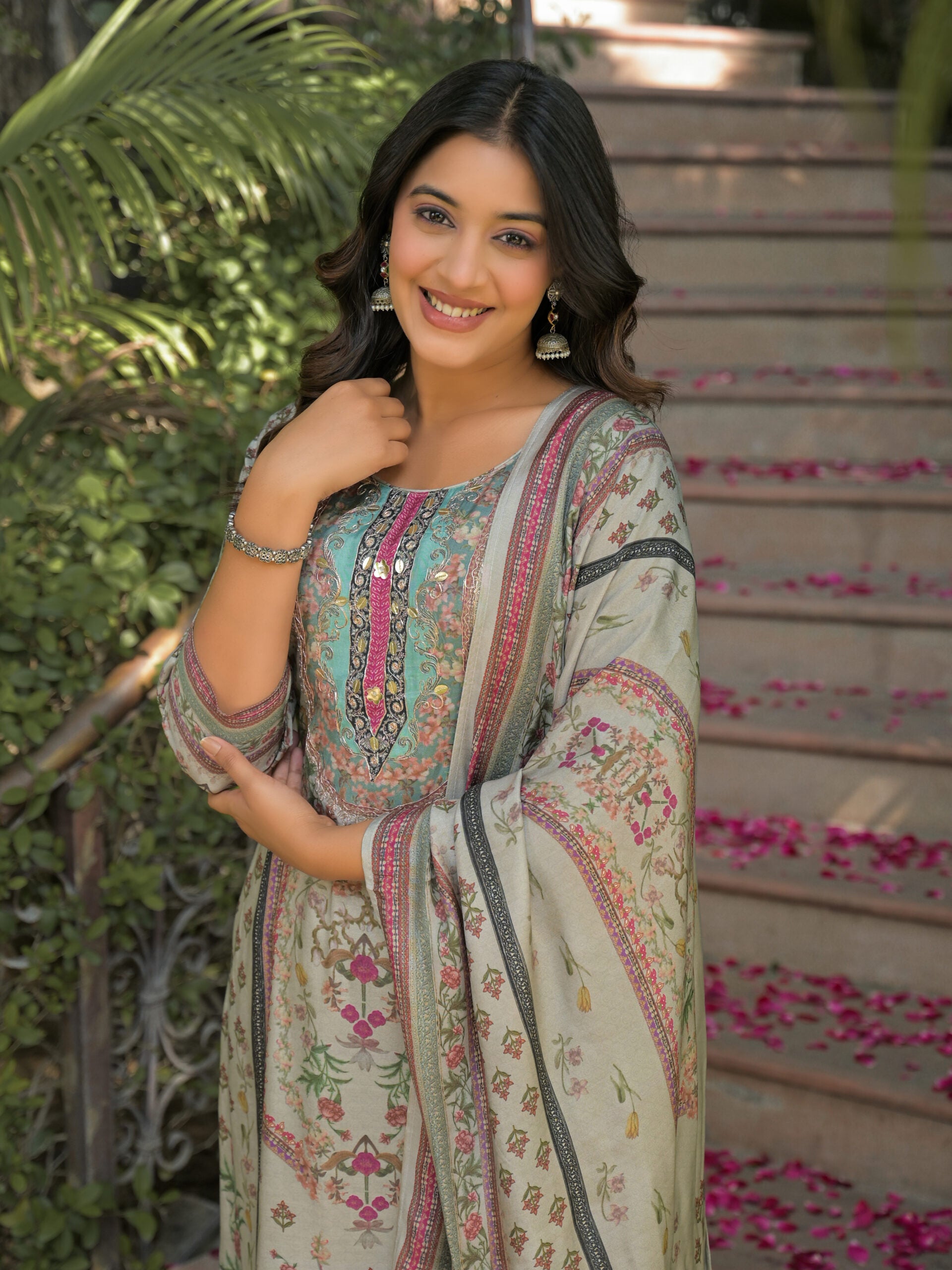 Label Khoj Women Pure viscose maslin with hand work kurta set