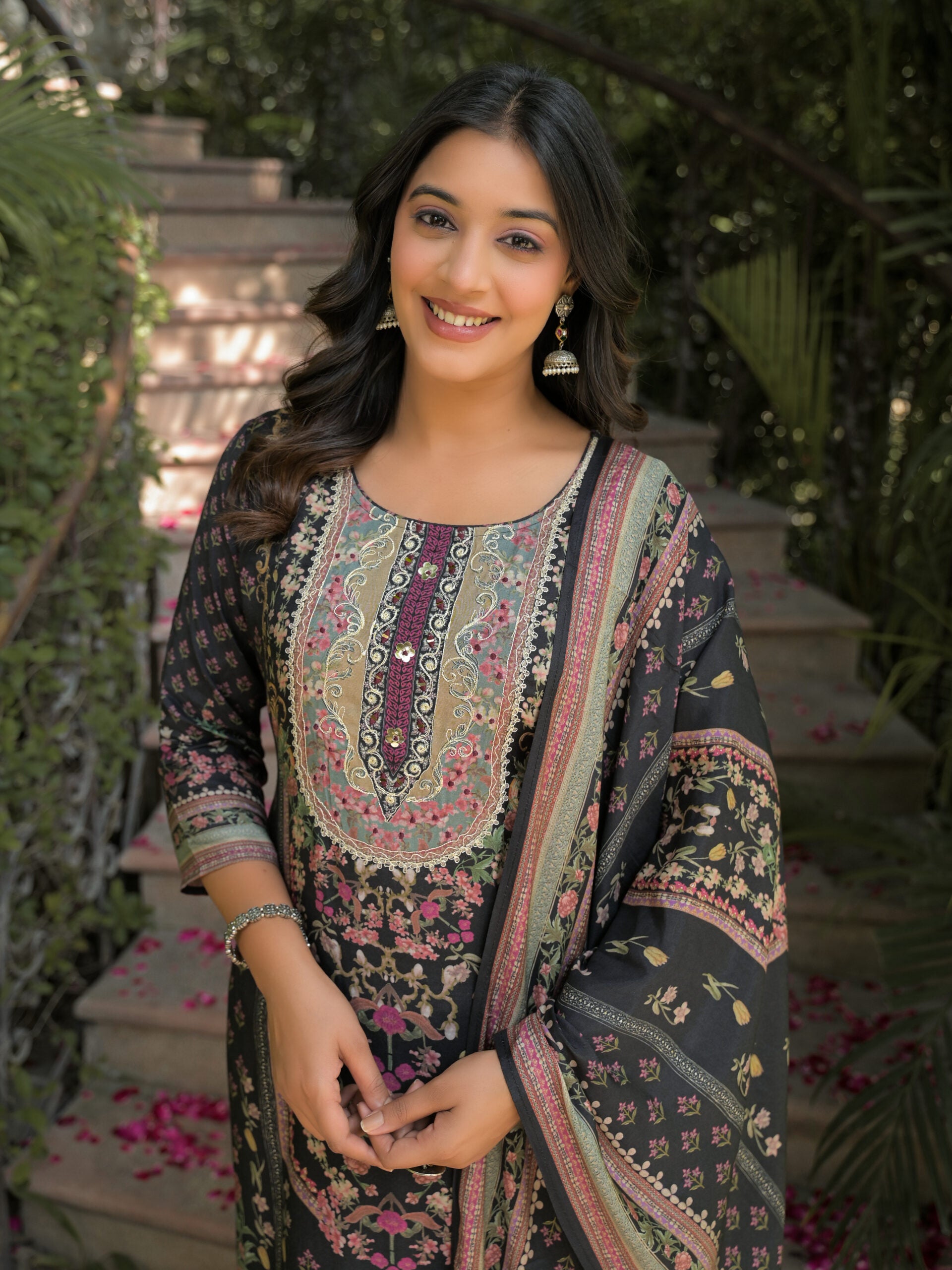 Label Khoj Women Pure viscose maslin with hand work kurta set