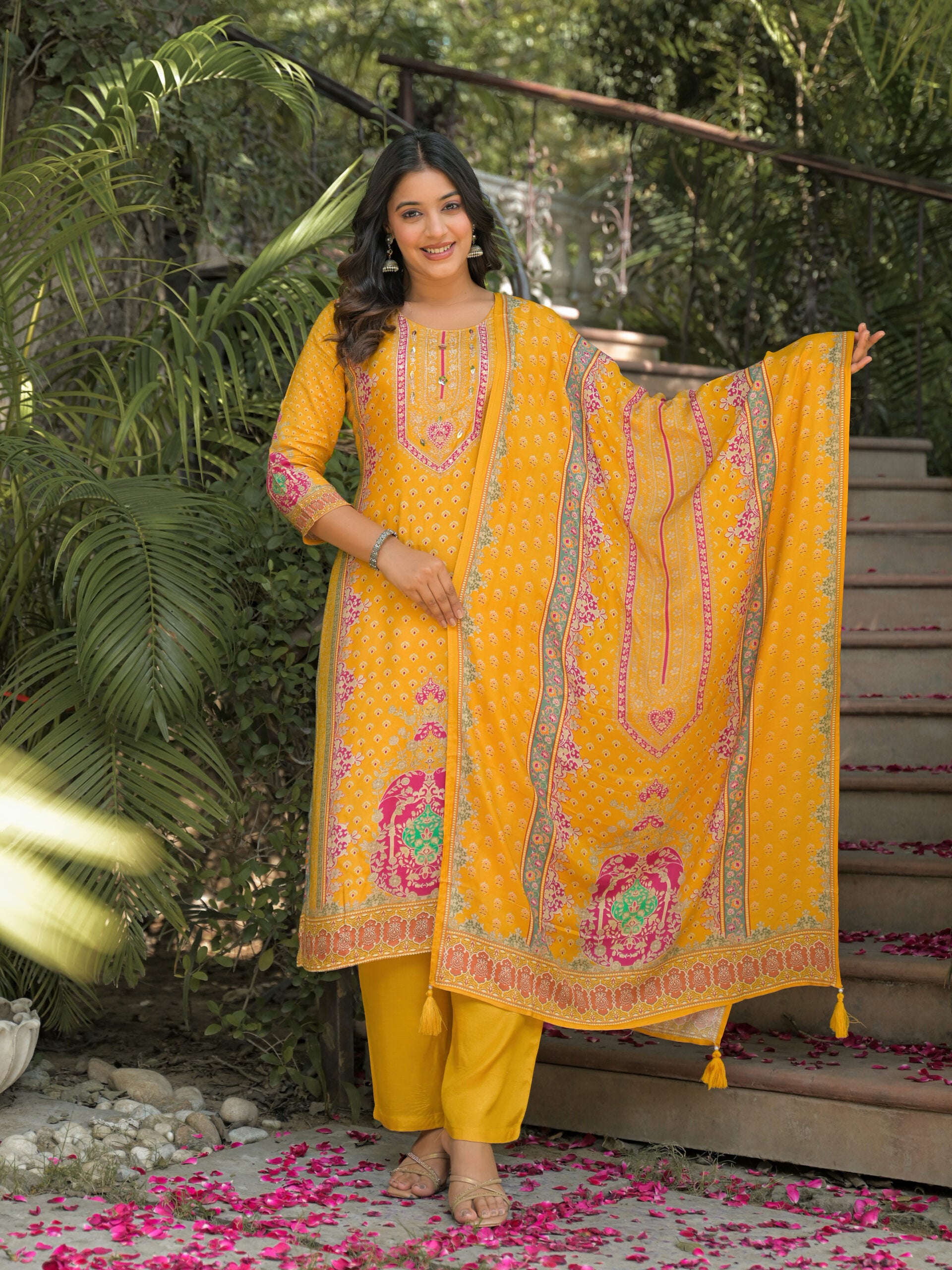 Label Khoj Women Pure viscose maslin with hand work kurta set