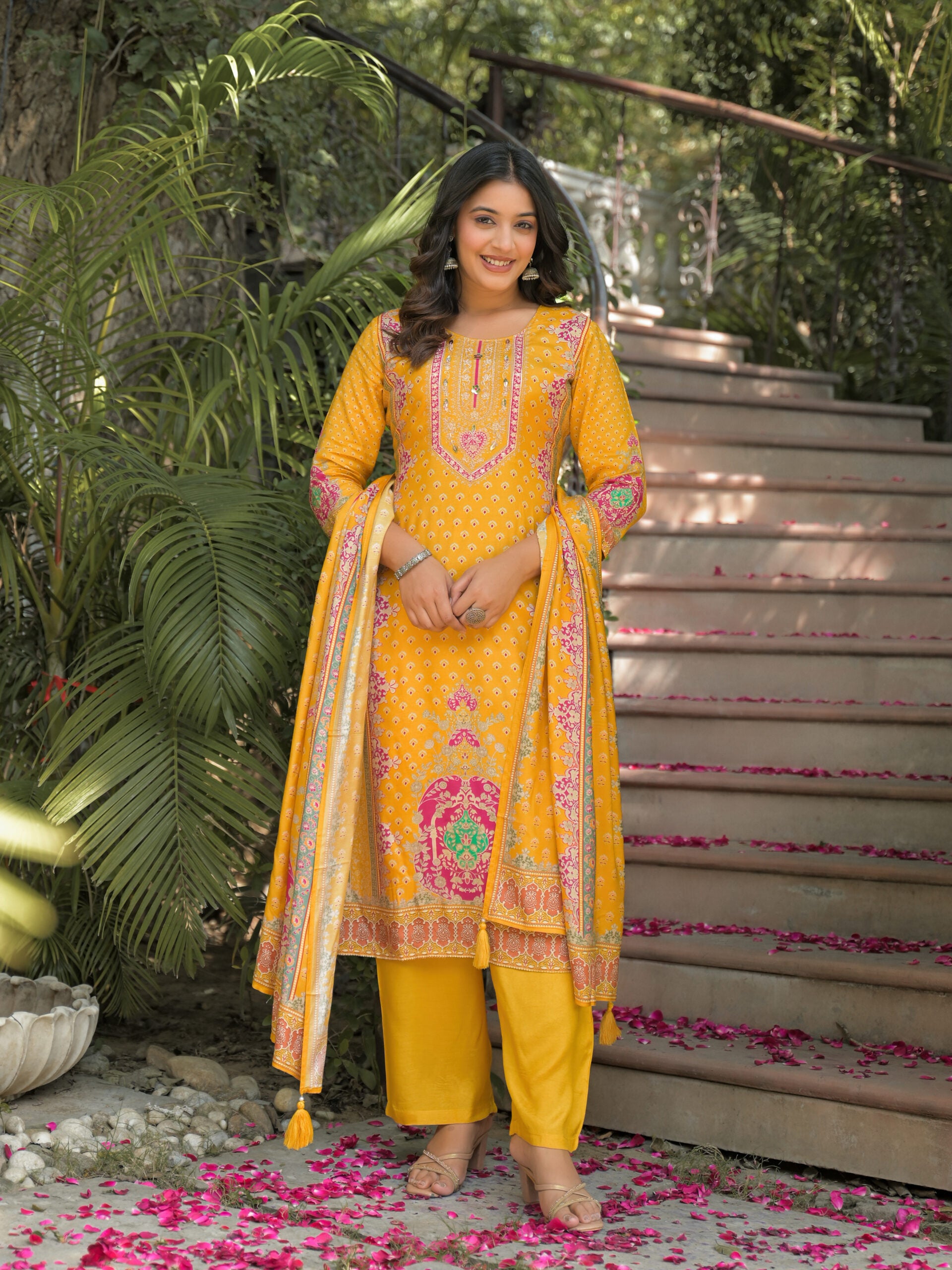 Label Khoj Women Pure viscose maslin with hand work kurta set