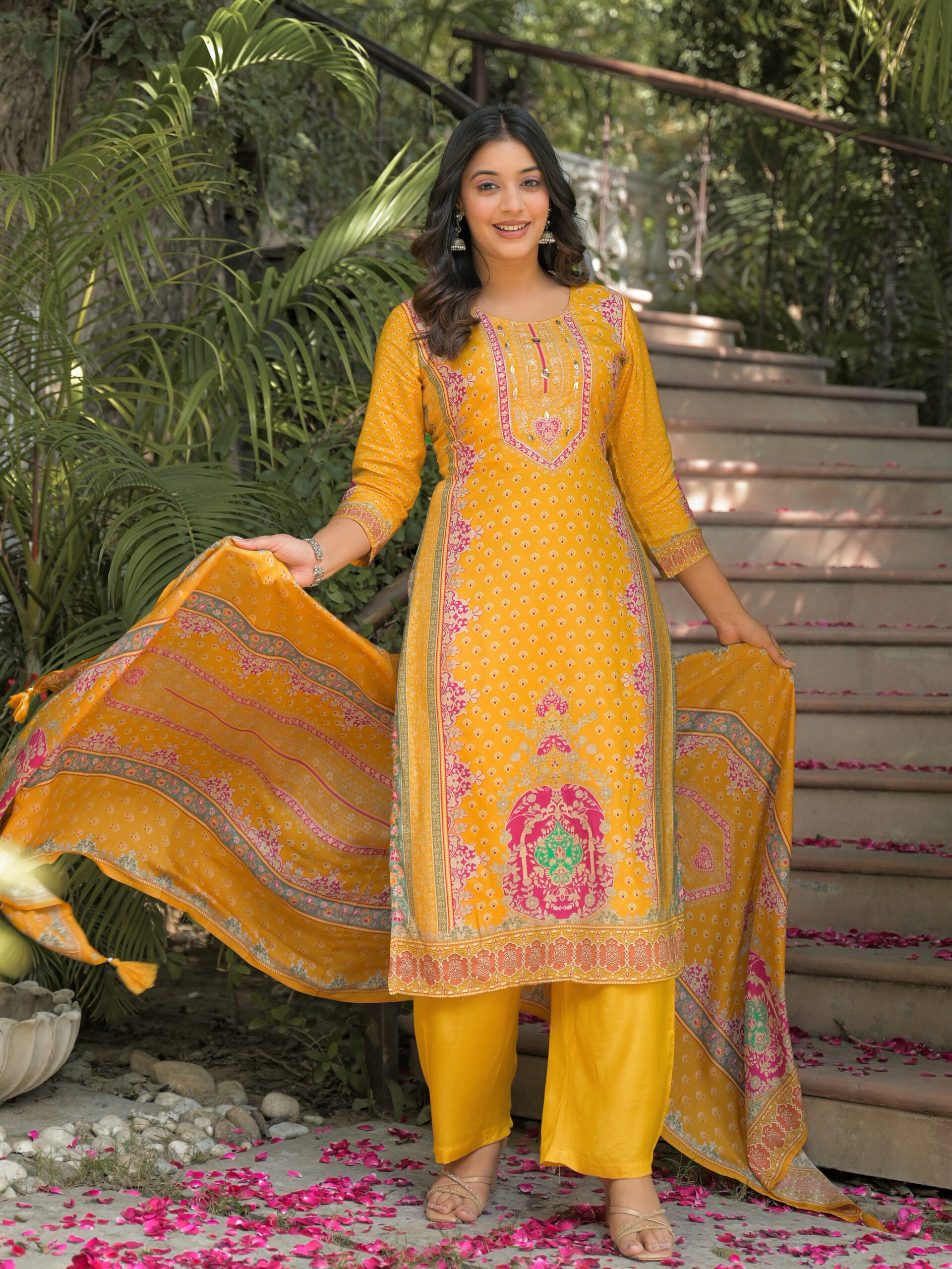 Label Khoj Women Pure viscose maslin with hand work kurta set