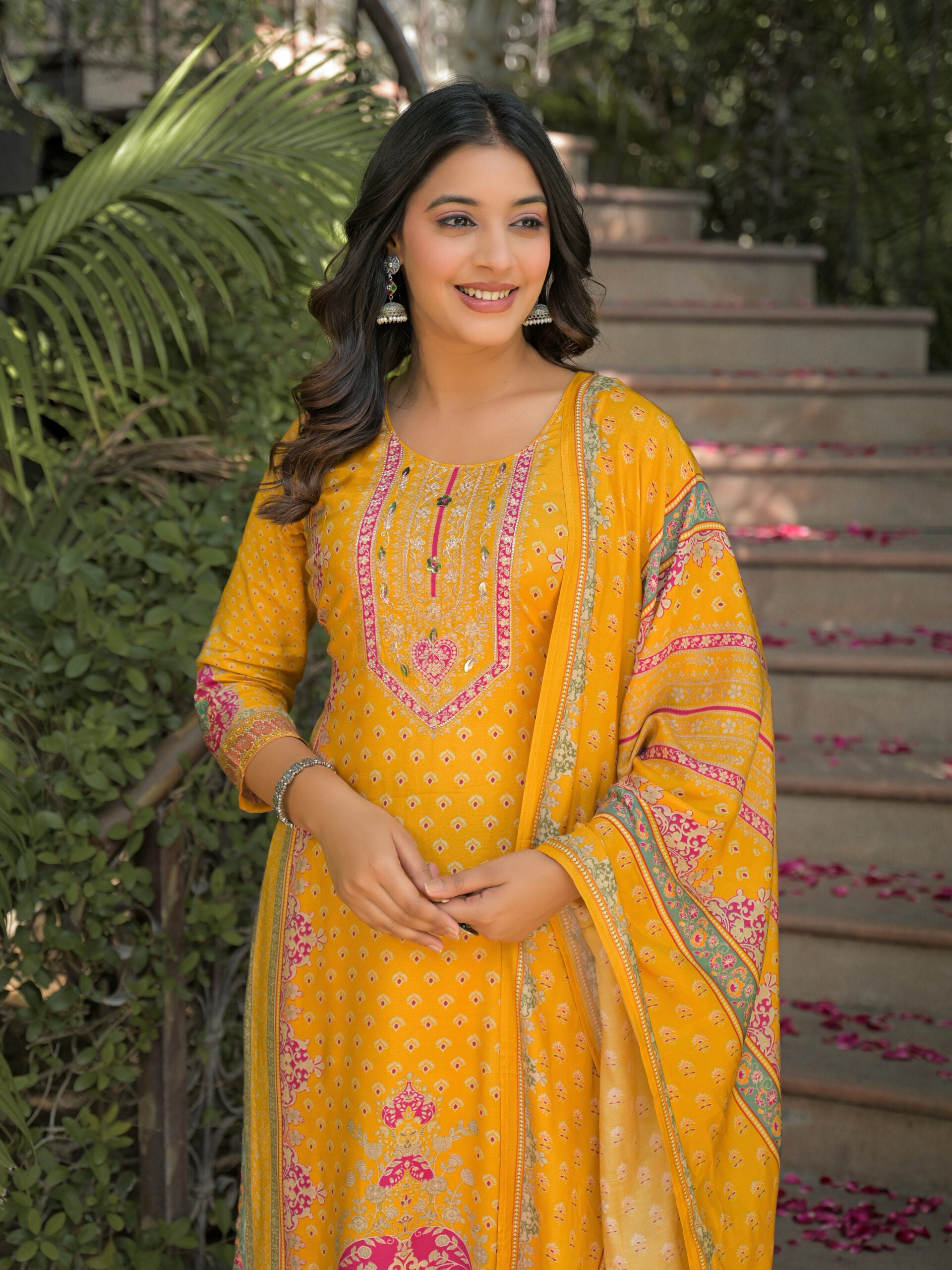 Label Khoj Women Pure viscose maslin with hand work kurta set