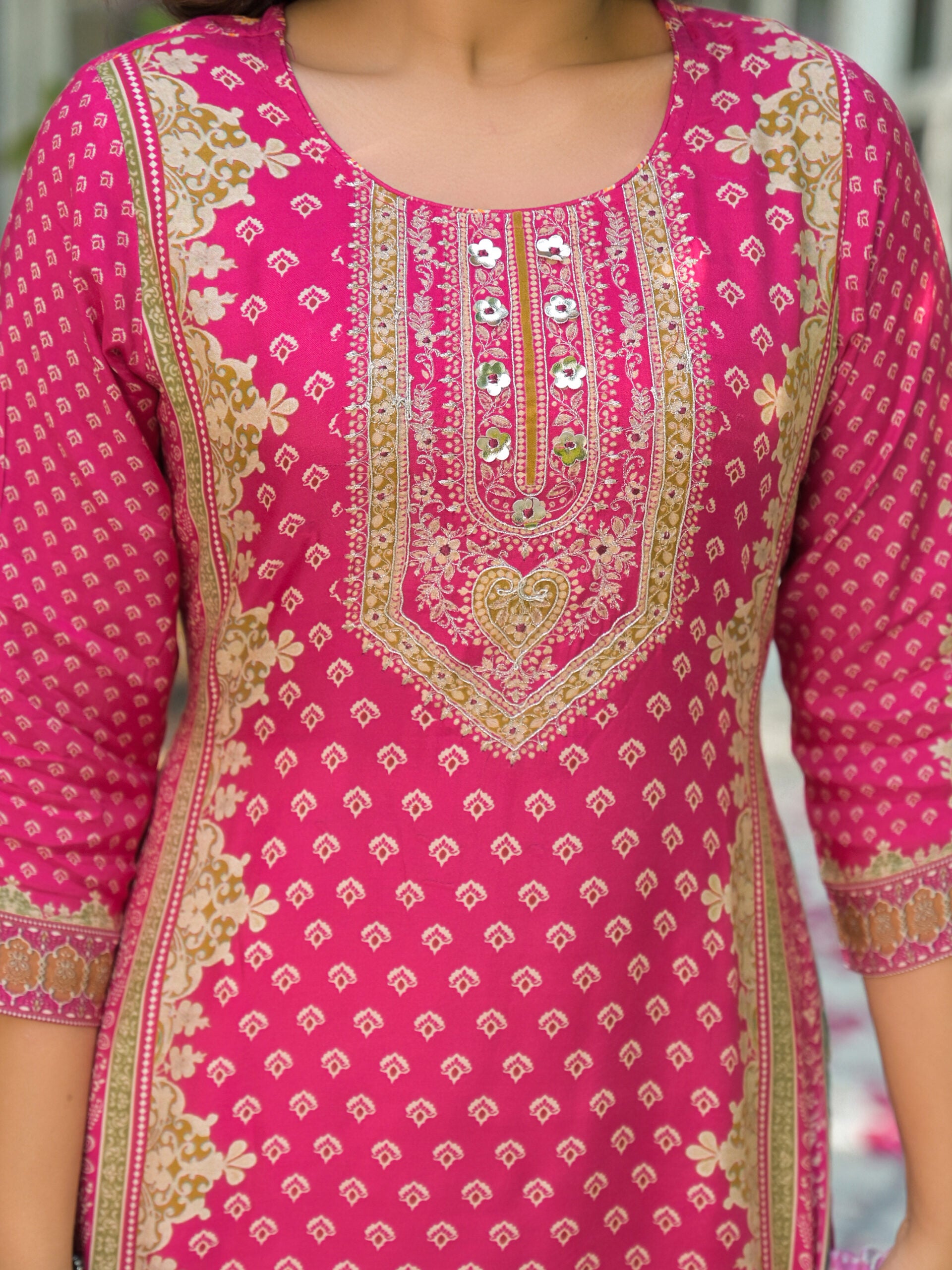 Label Khoj Women Pure viscose maslin with hand work kurta set