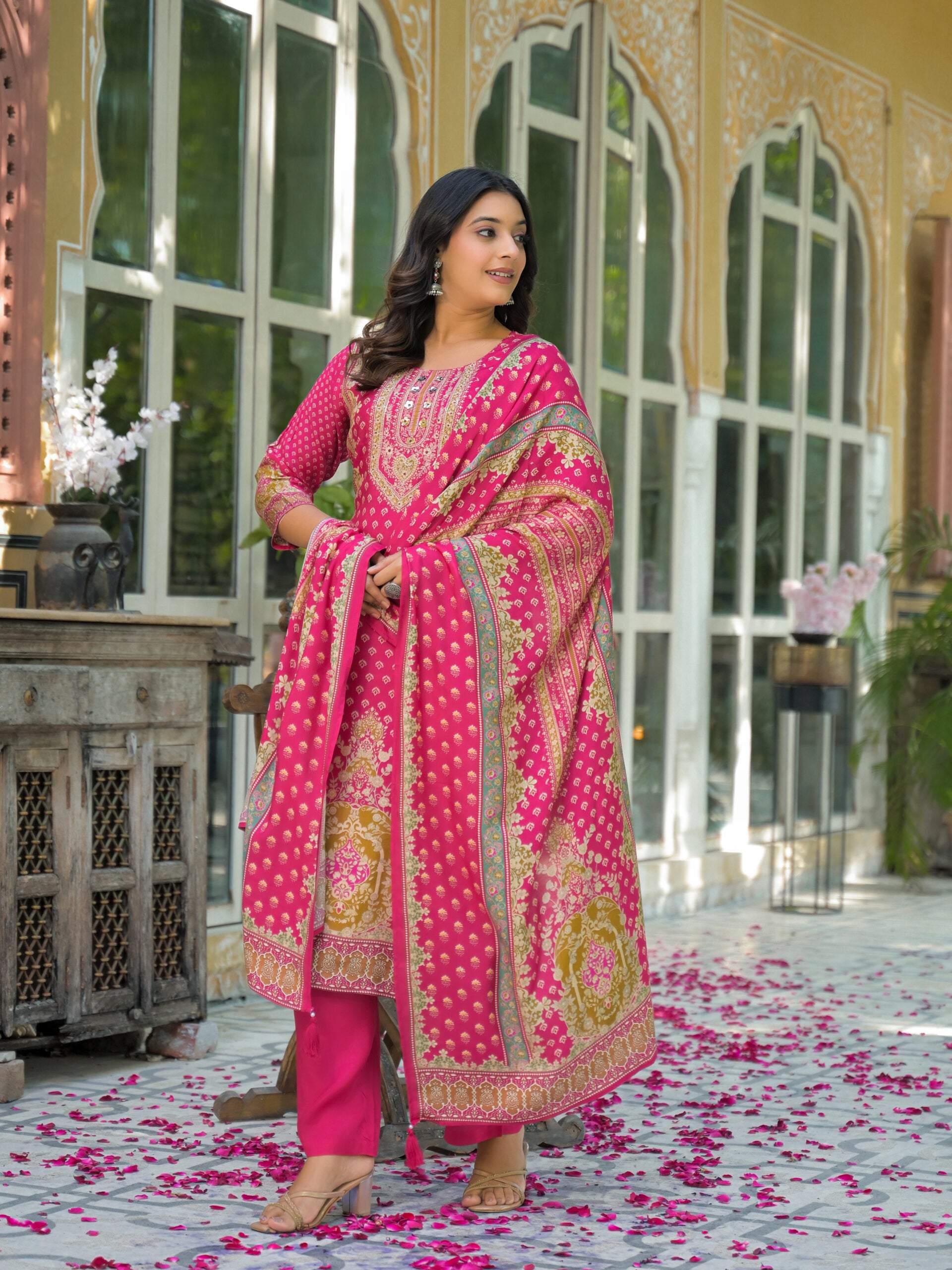 Label Khoj Women Pure viscose maslin with hand work kurta set