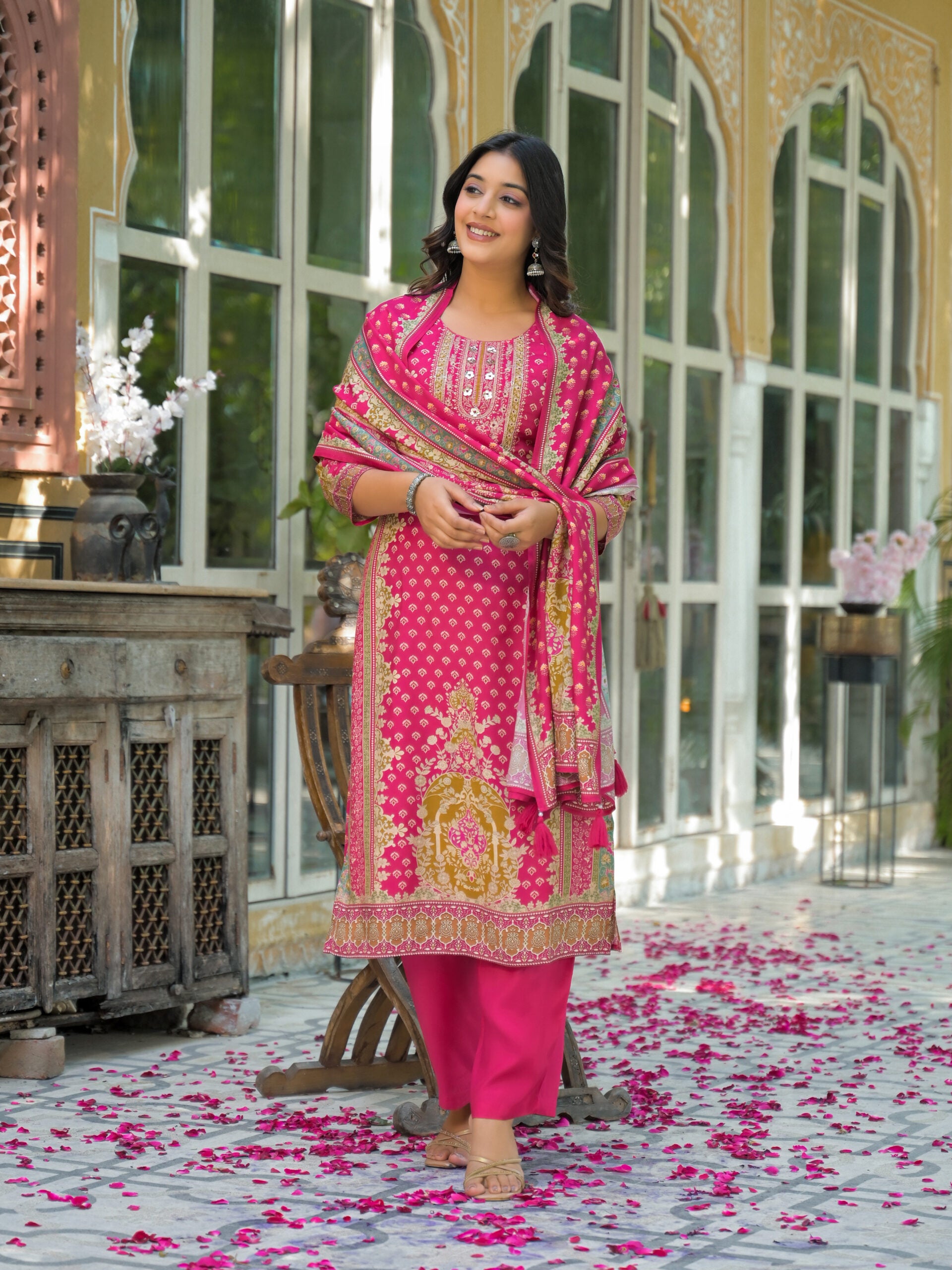 Label Khoj Women Pure viscose maslin with hand work kurta set