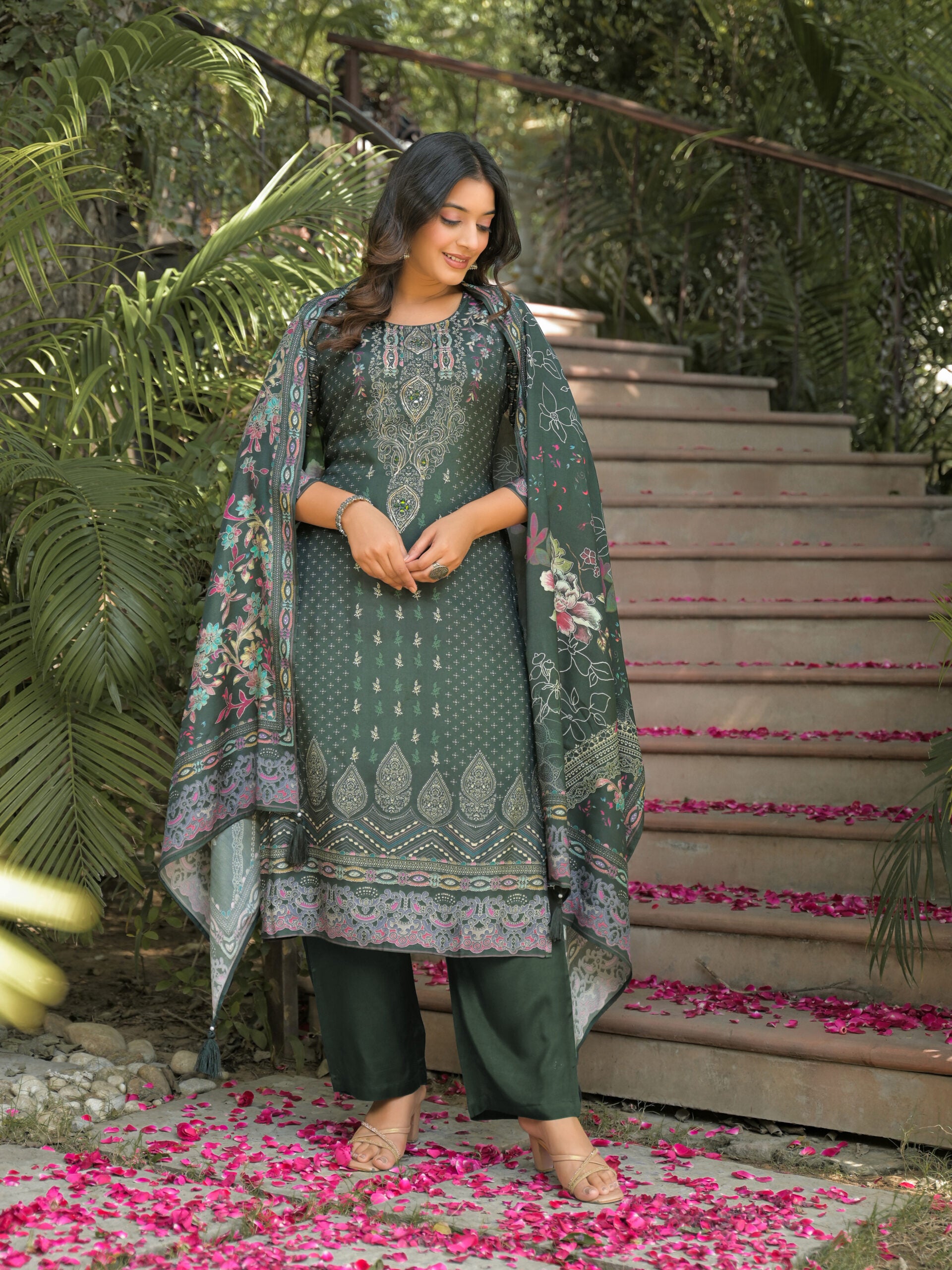 Label Khoj Women Pure viscose maslin with hand work kurta set
