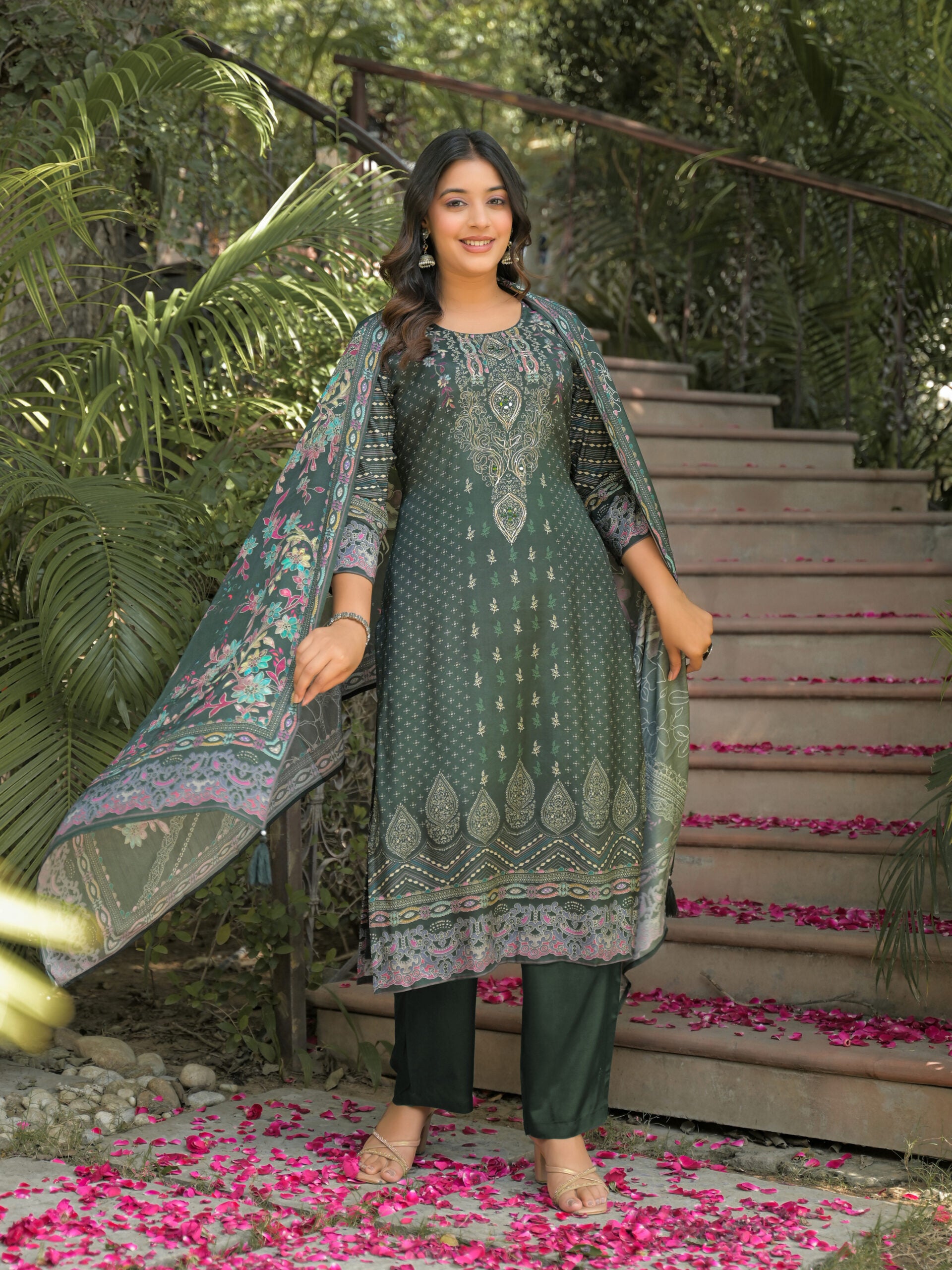 Label Khoj Women Pure viscose maslin with hand work kurta set