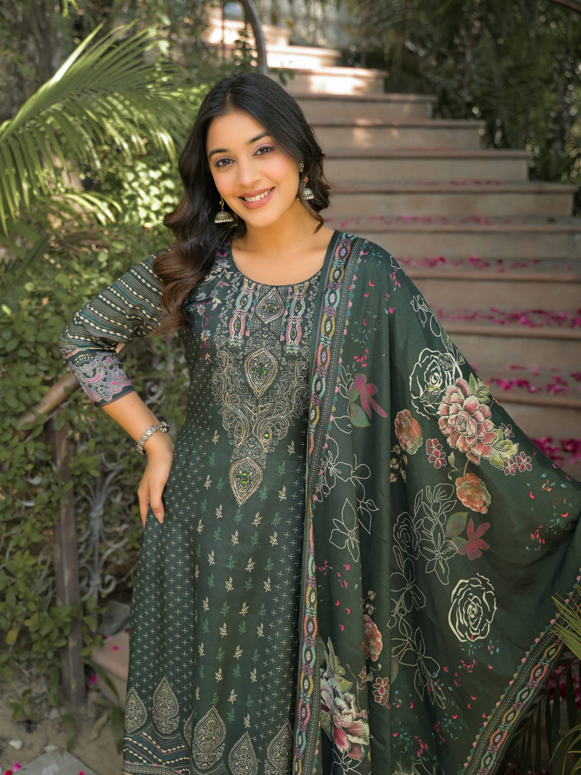 Label Khoj Women Pure viscose maslin with hand work kurta set