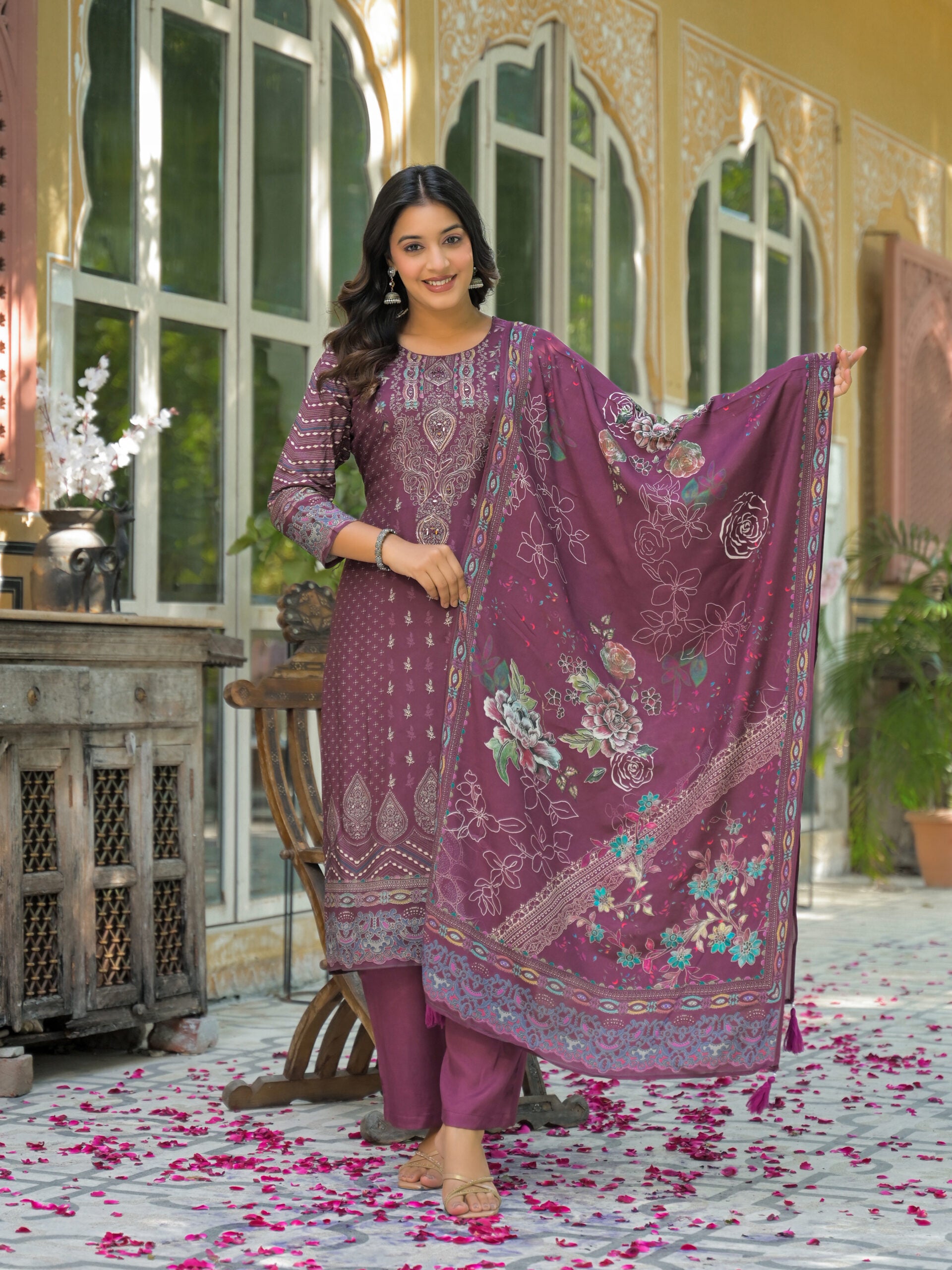 Label Khoj Women Pure viscose maslin with hand work kurta set