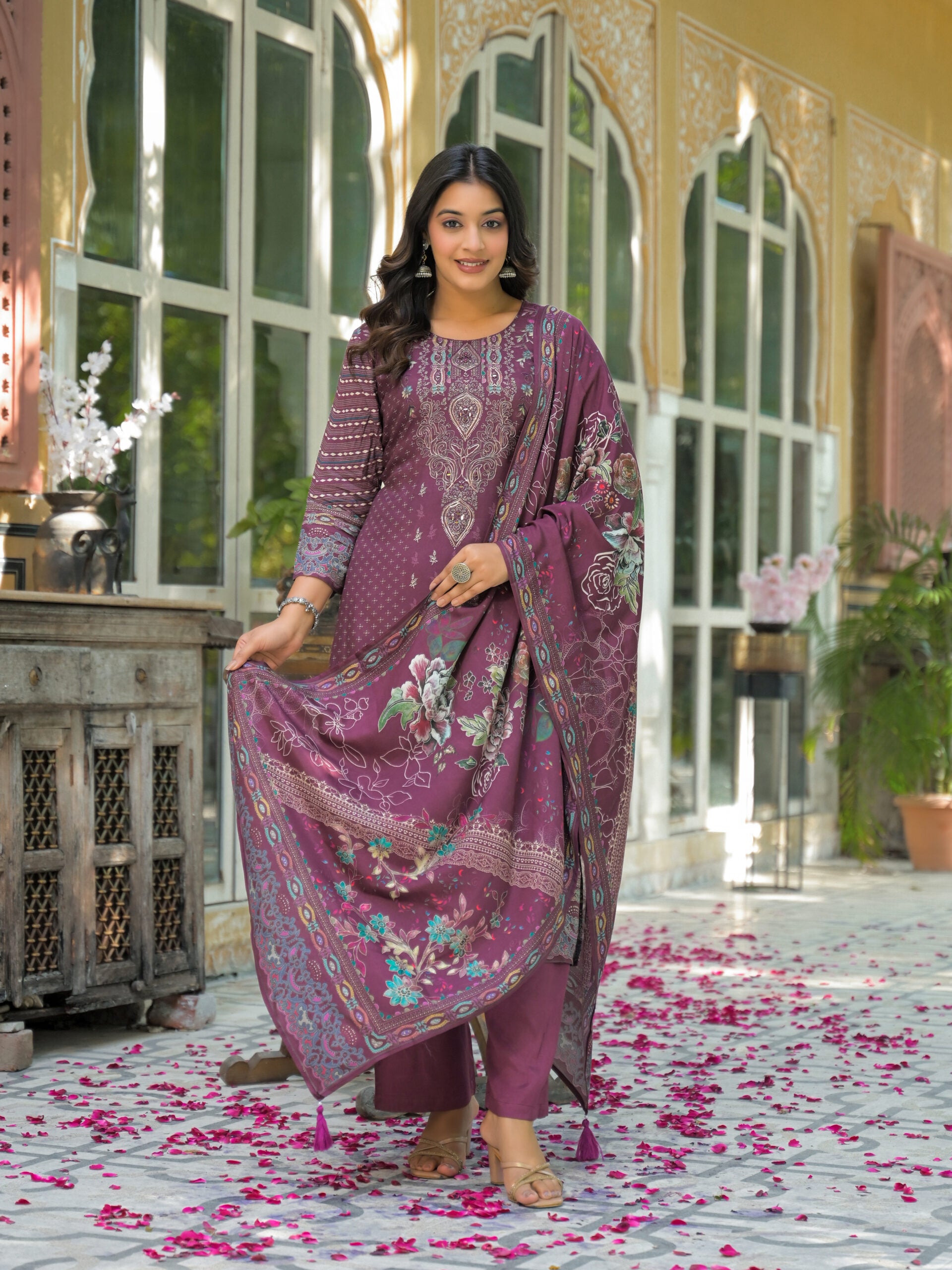 Label Khoj Women Pure viscose maslin with hand work kurta set
