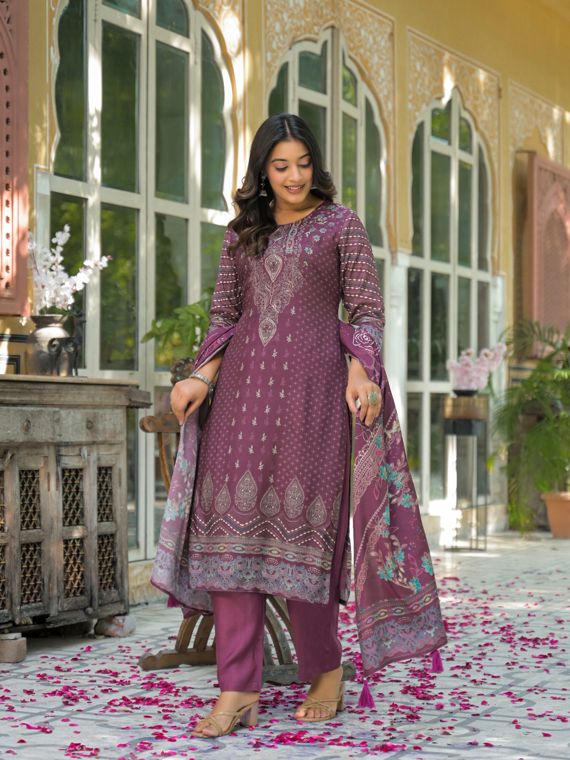 Label Khoj Women Pure viscose maslin with hand work kurta set