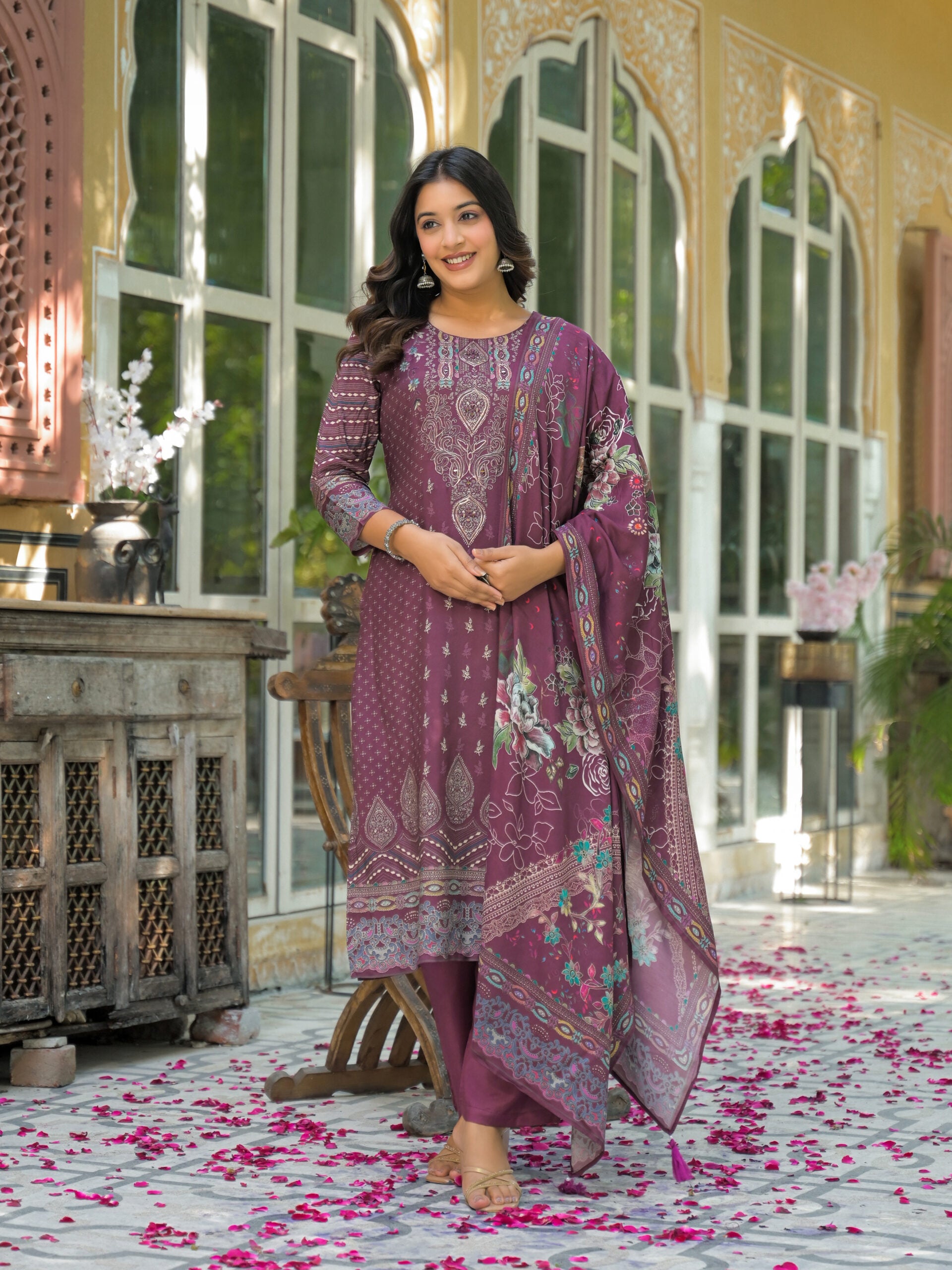 Label Khoj Women Pure viscose maslin with hand work kurta set