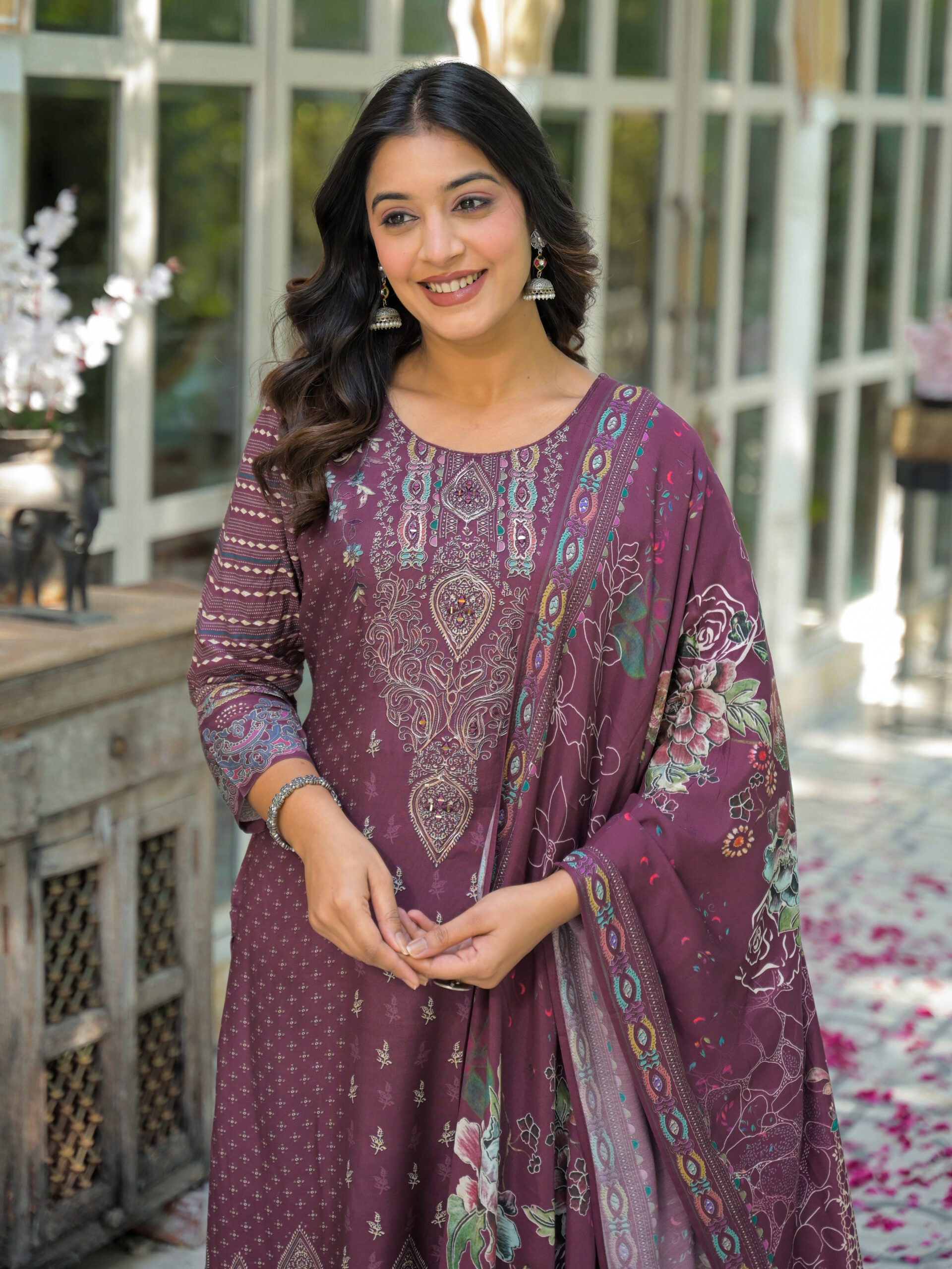 Label Khoj Women Pure viscose maslin with hand work kurta set