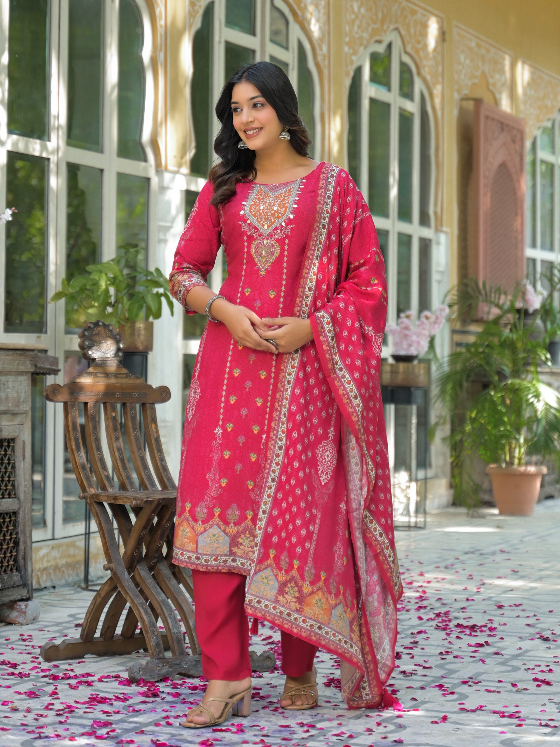 Label Khoj Women Pure viscose maslin with hand work kurta set