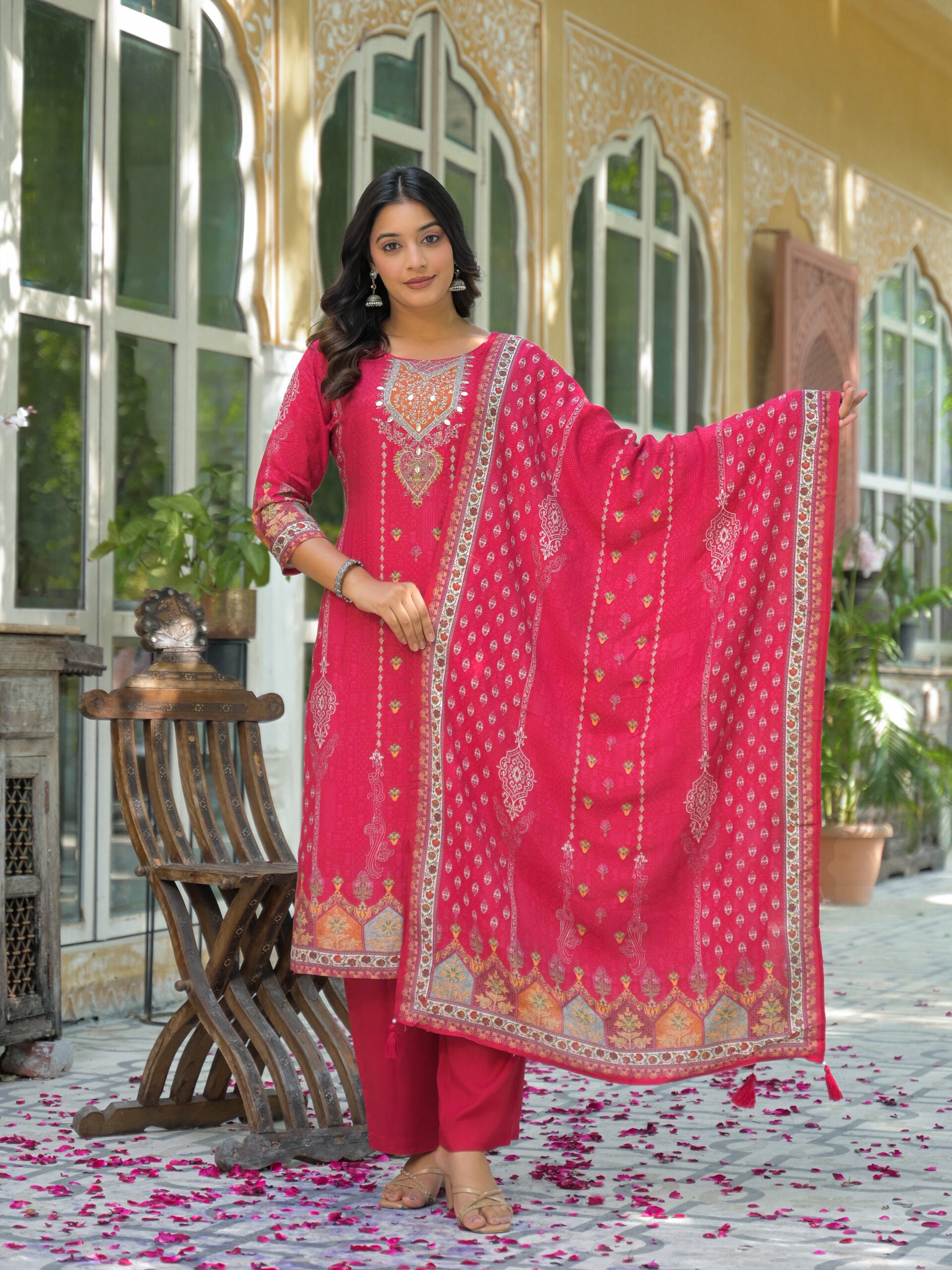 Label Khoj Women Pure viscose maslin with hand work kurta set