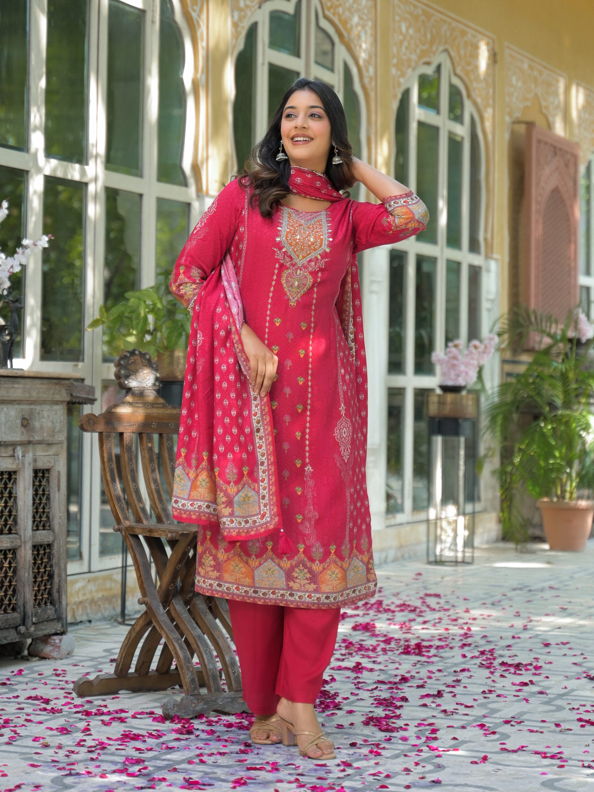 Label Khoj Women Pure viscose maslin with hand work kurta set