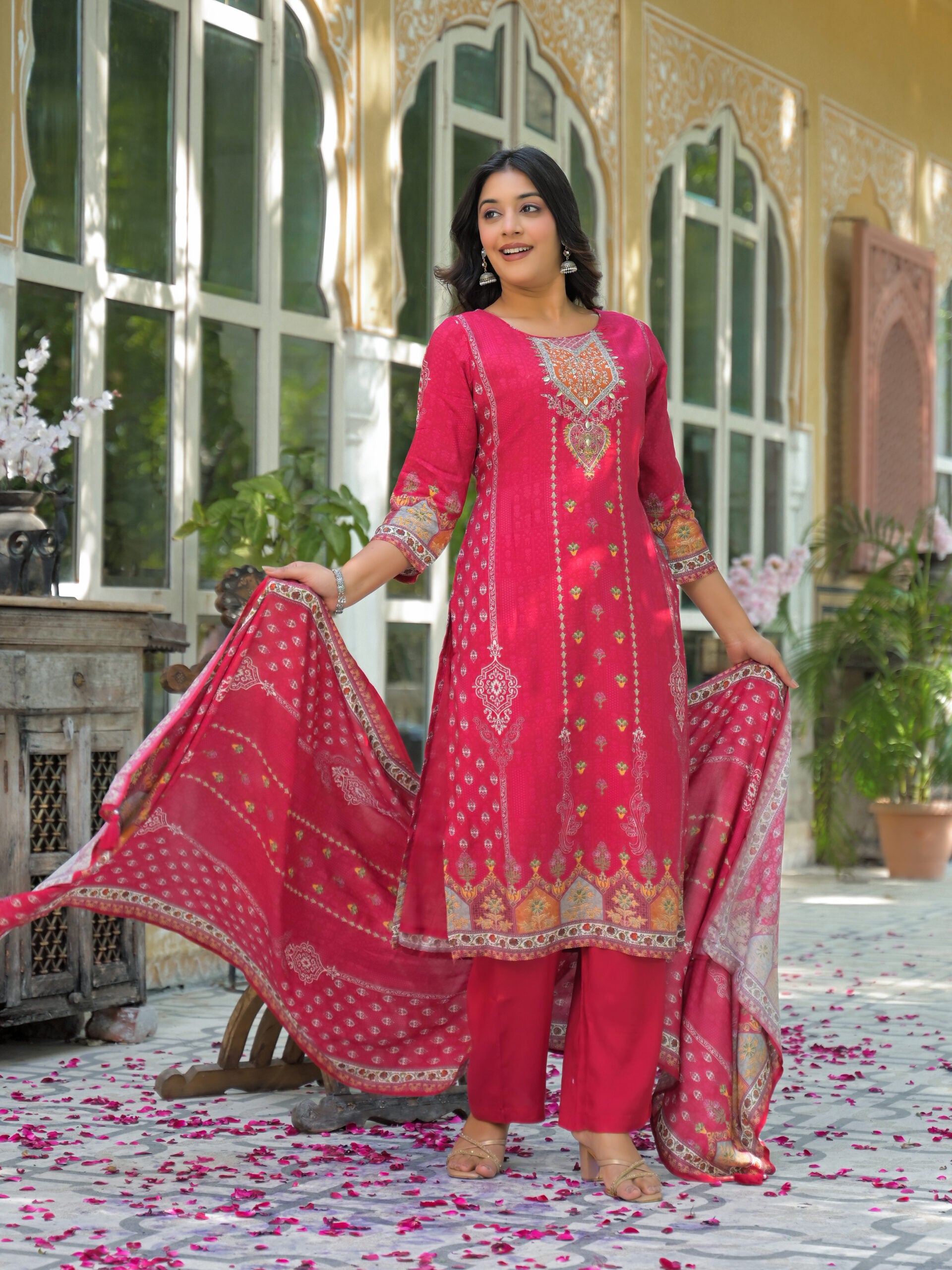 Label Khoj Women Pure viscose maslin with hand work kurta set
