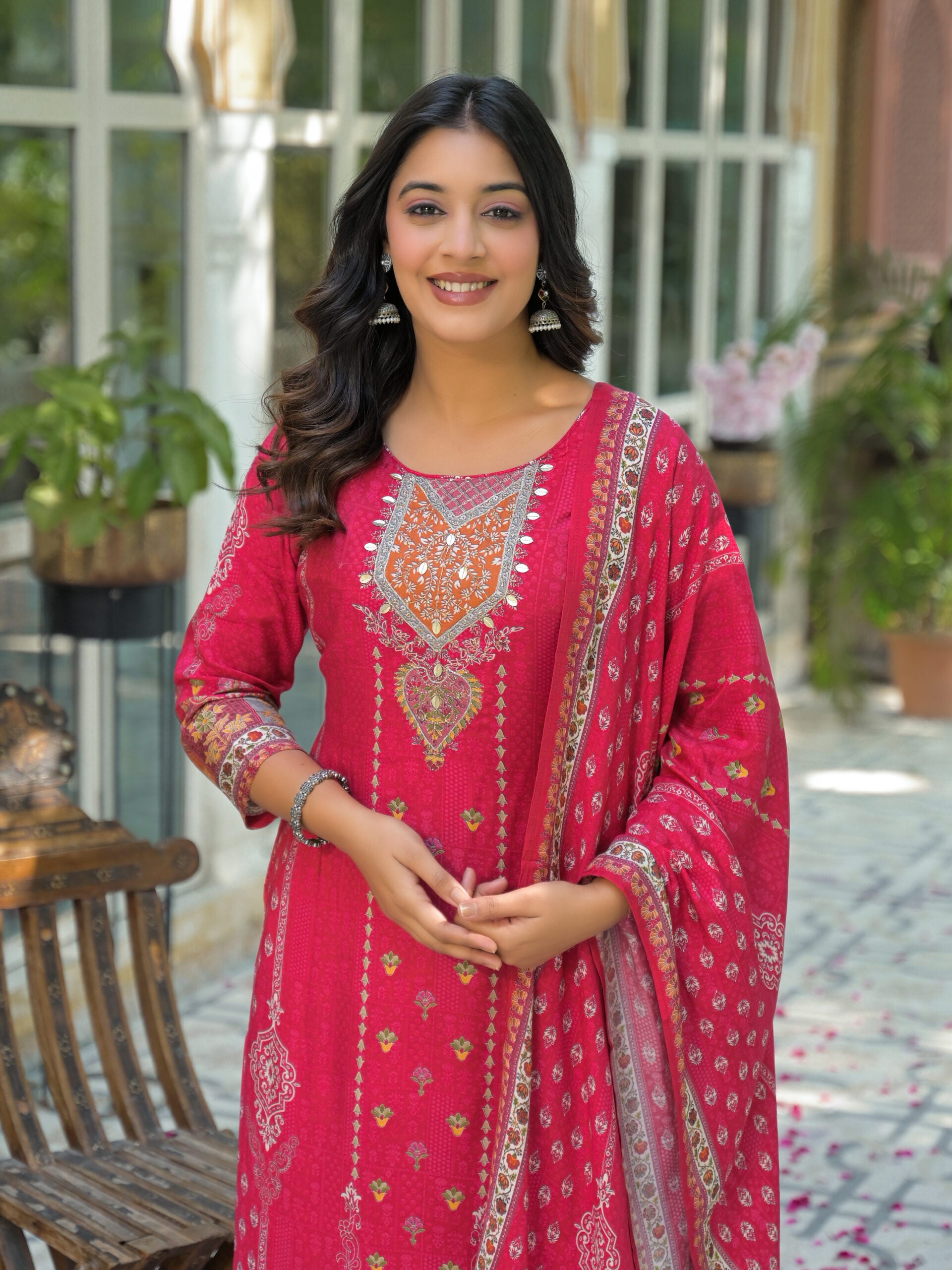 Label Khoj Women Pure viscose maslin with hand work kurta set