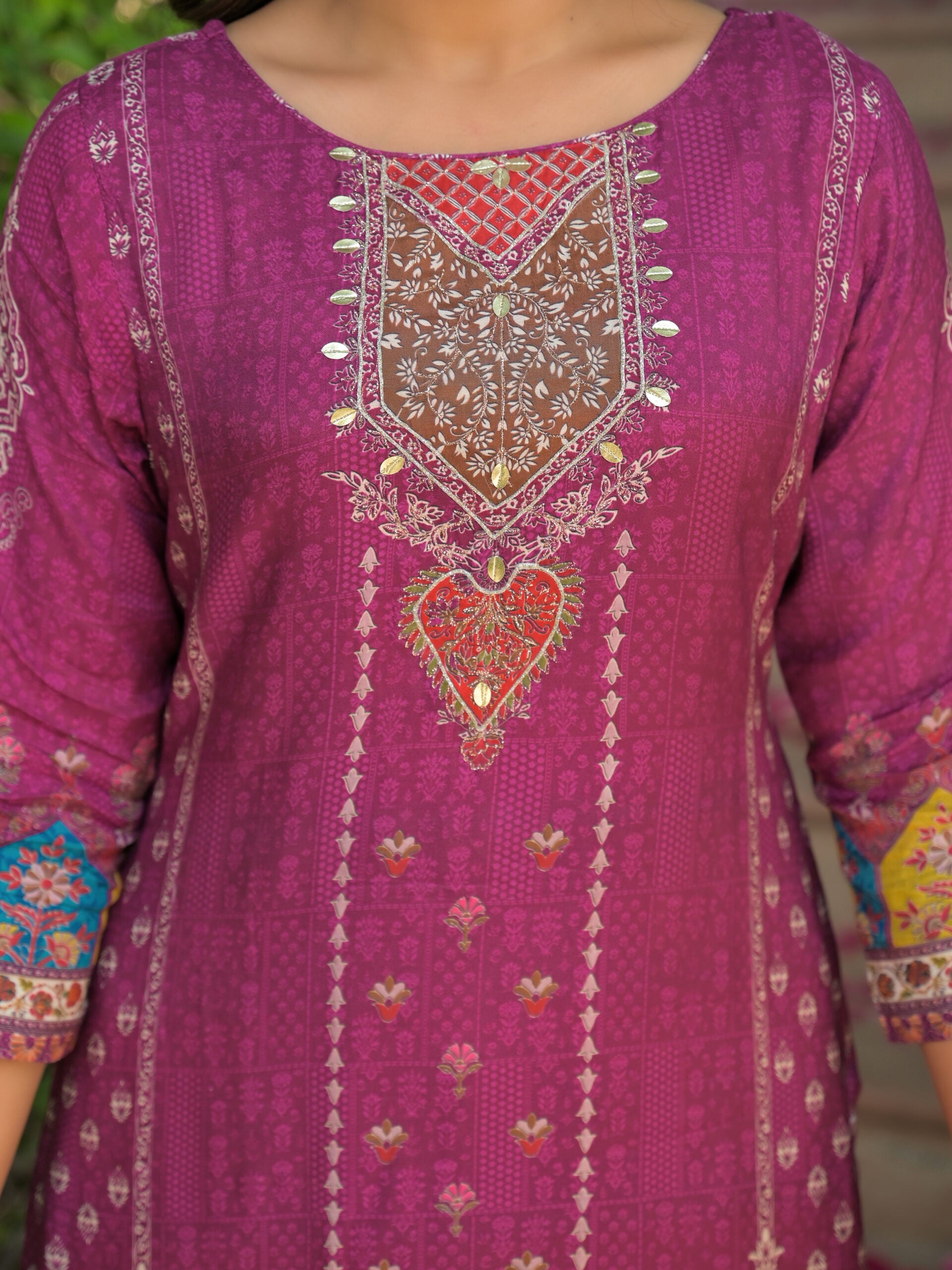 Label Khoj Women Pure viscose maslin with hand work kurta set