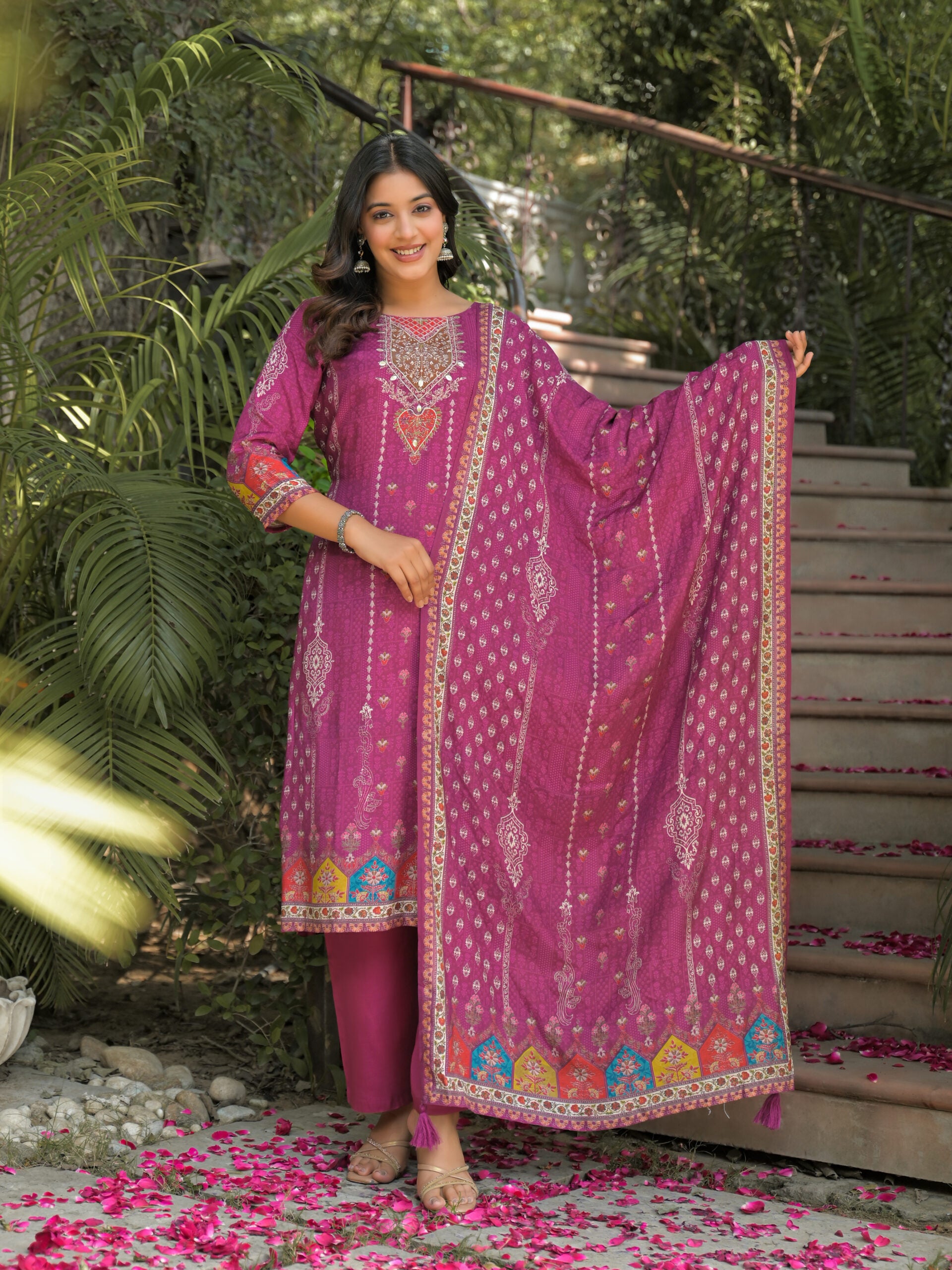 Label Khoj Women Pure viscose maslin with hand work kurta set