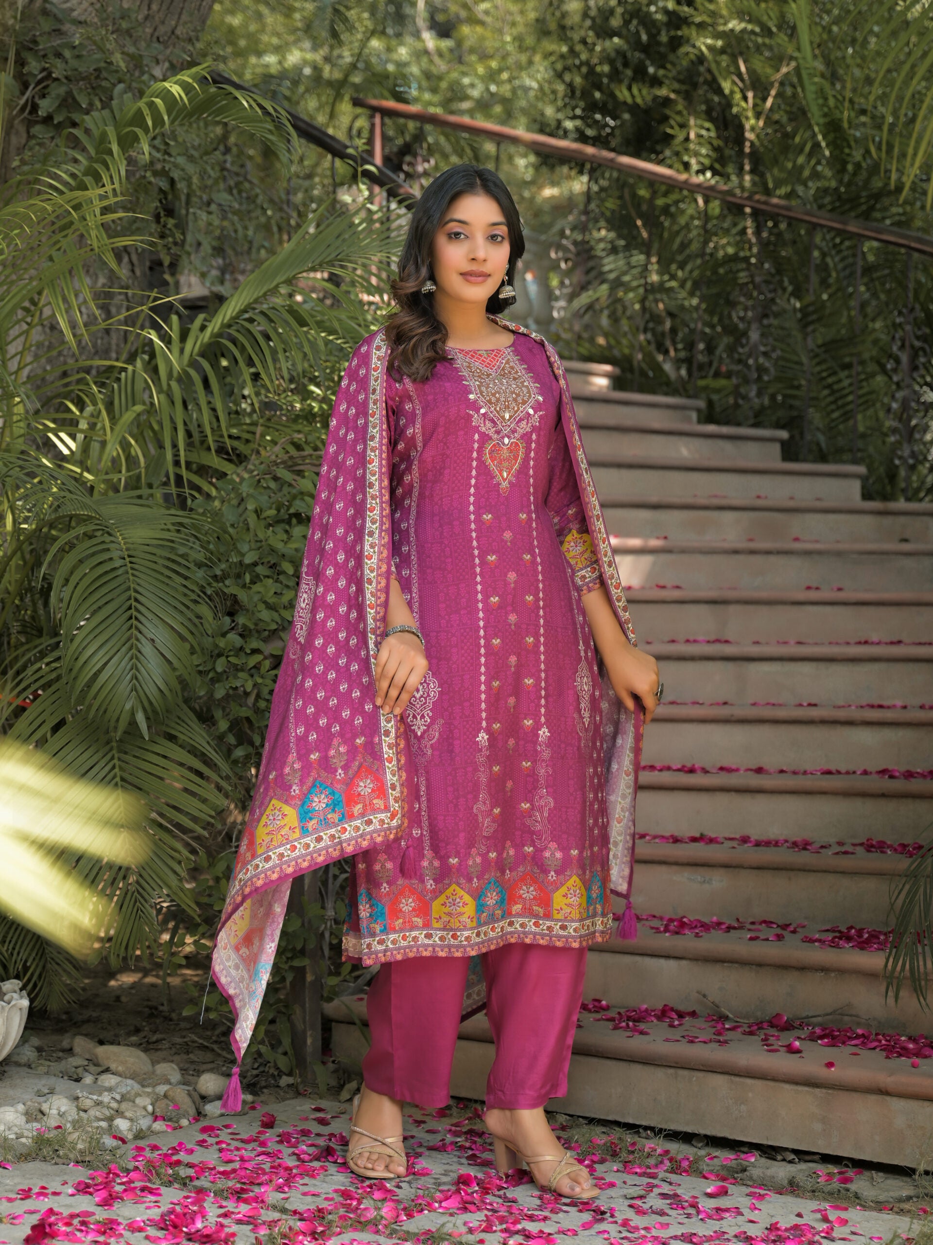 Label Khoj Women Pure viscose maslin with hand work kurta set