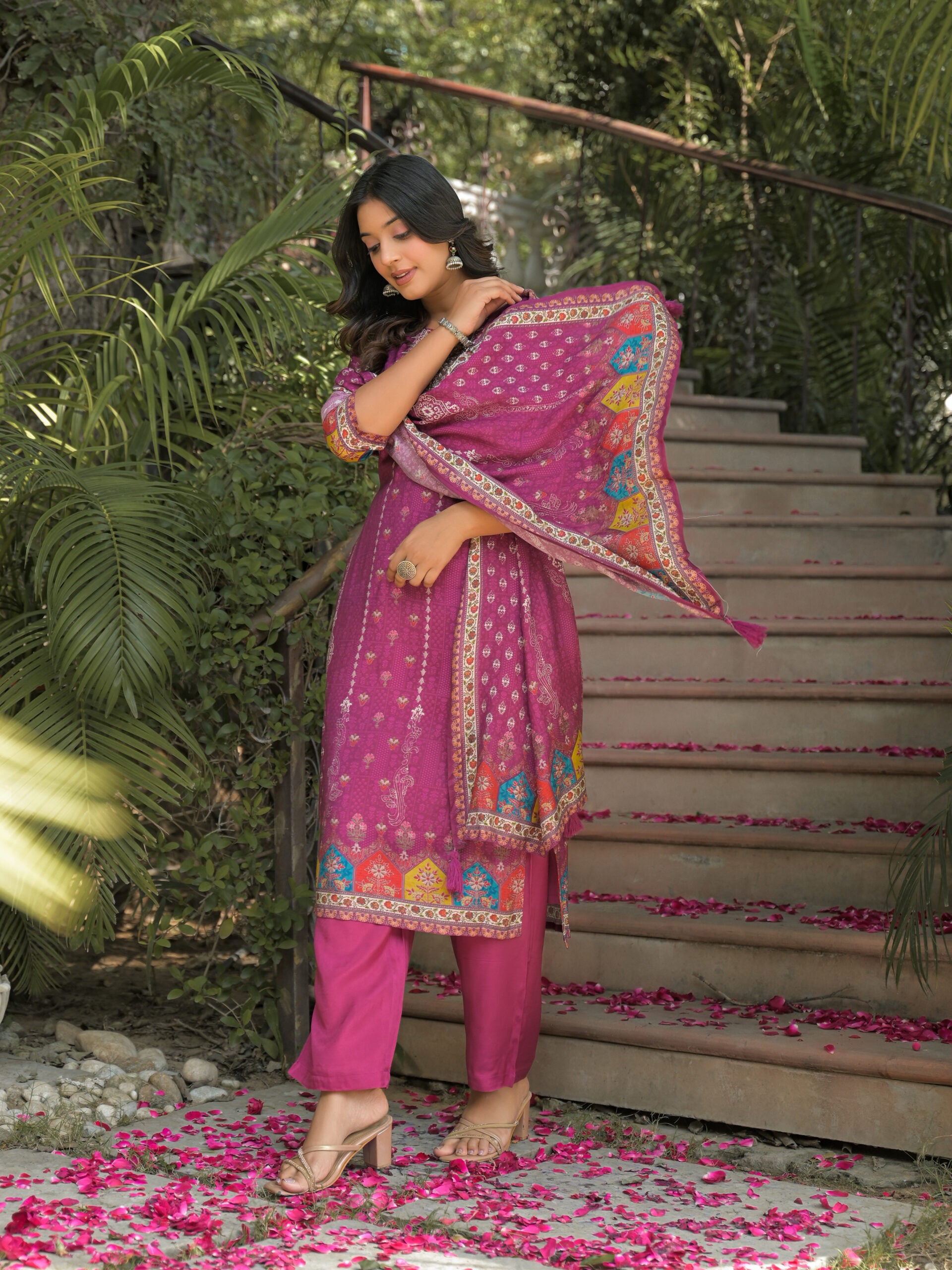 Label Khoj Women Pure viscose maslin with hand work kurta set